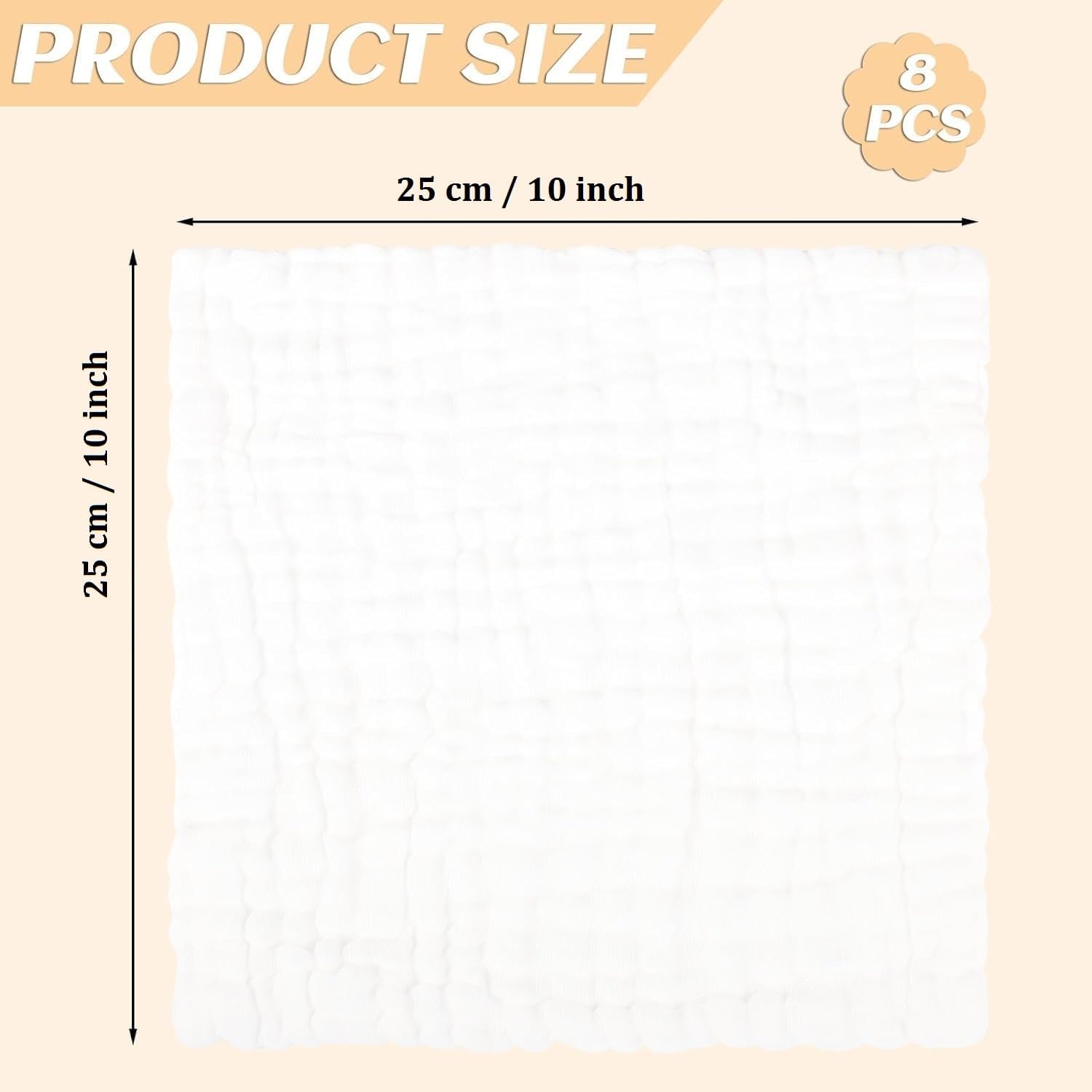 Detalle 2 de Lanjue 12x12 Muslin Cloths 8-pack for babies