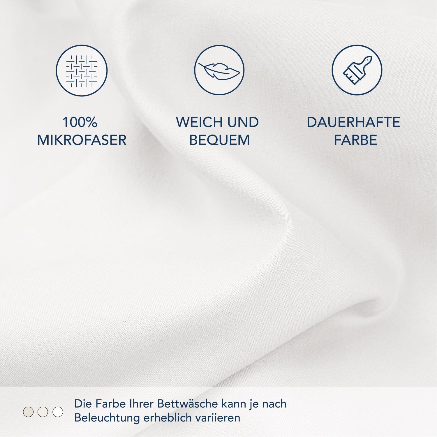 Detalle de Dreamzie Spannbettlaken 160 x 200 cm – 35 cm Tiefe Tasche, 100% Mikrofaser, Elfenbein