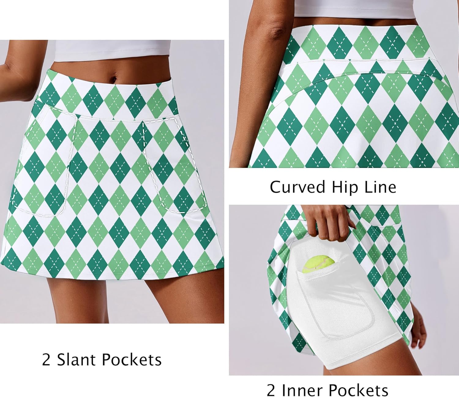 Thumbnail 3 de PINSPARK 17" High-Waisted Golf Skorts for Women with UPF 50+ and 4 Pockets
