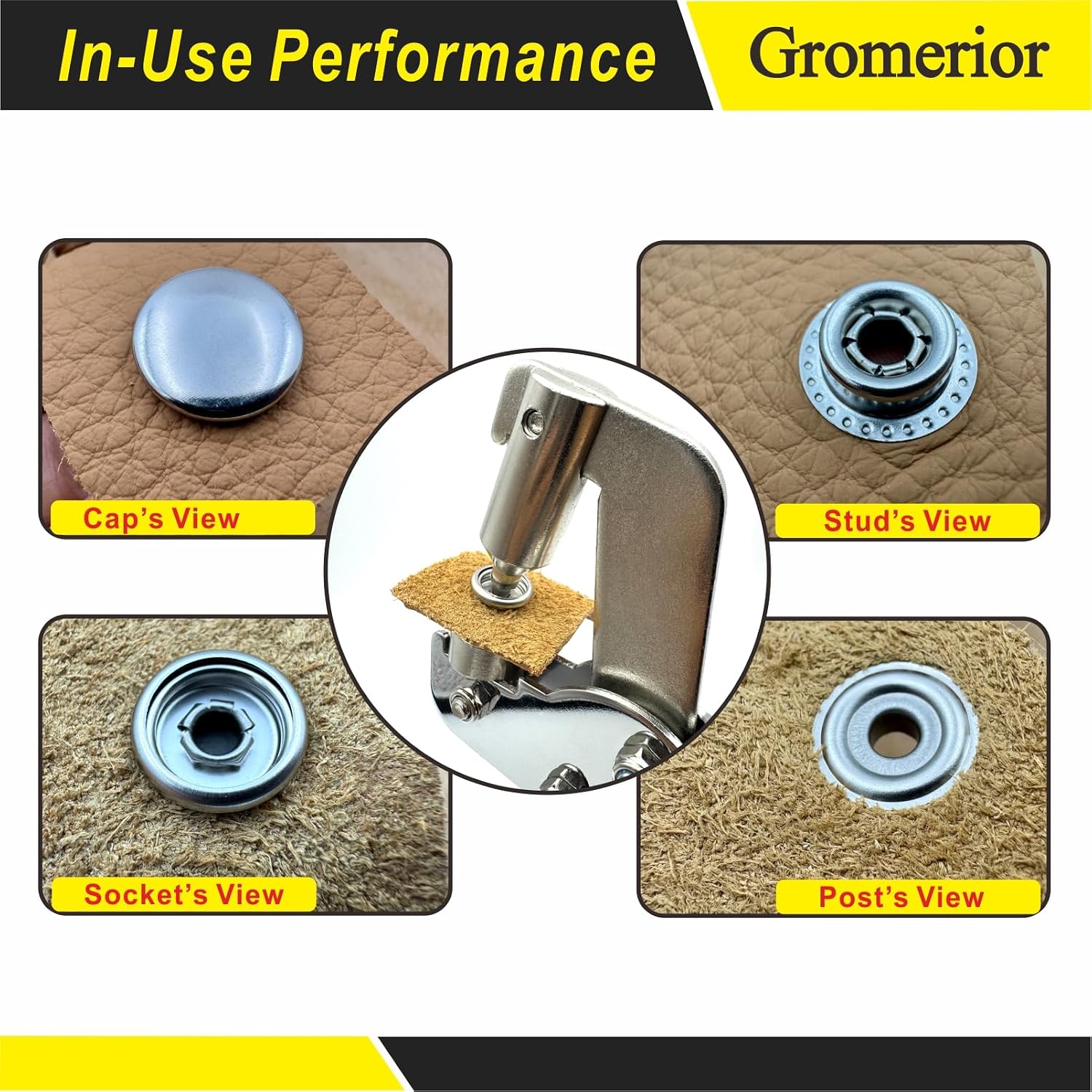 Thumbnail 5 de Gromerior Gro-2A Snap Fastener Kit, 15 mm Stainless Steel Snaps and Hand Pliers