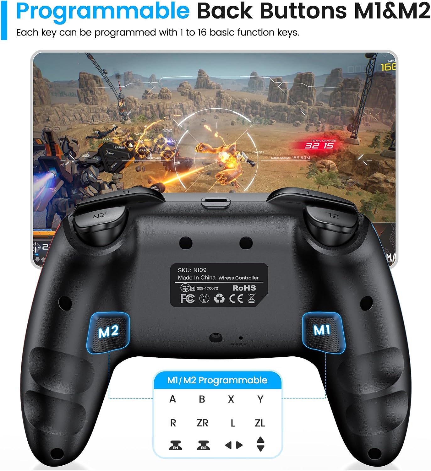 Detalle de BEBONCOOL HOTS Switch 2 Controller – versatile, programmable pro controller for Switch family and beyond