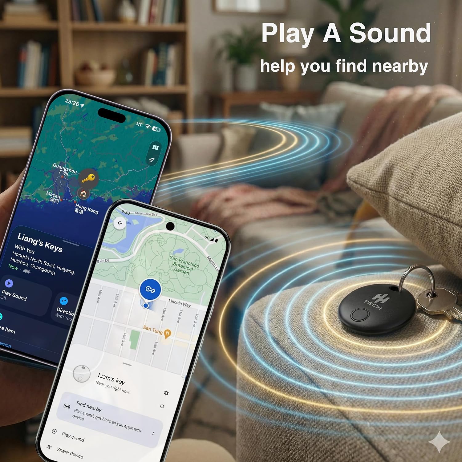 Detalle de HH-Tech Dual-System Smart Tracker Tags: Practical dual-network item finder for iOS and Android