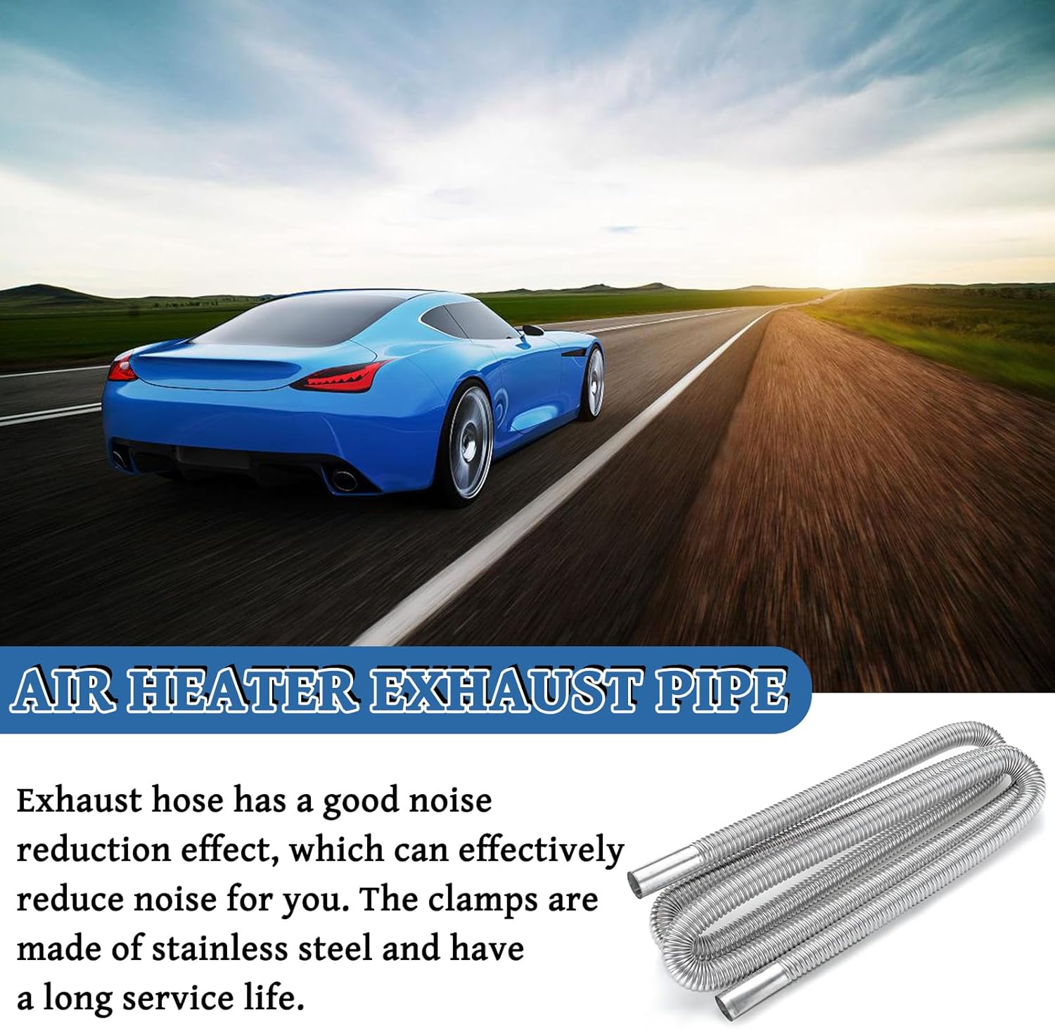 Thumbnail 3 de Diesel Heater Exhaust Pipe, 300cm Stainless Steel Exhaust Tubing with Silencer & Hose Clips