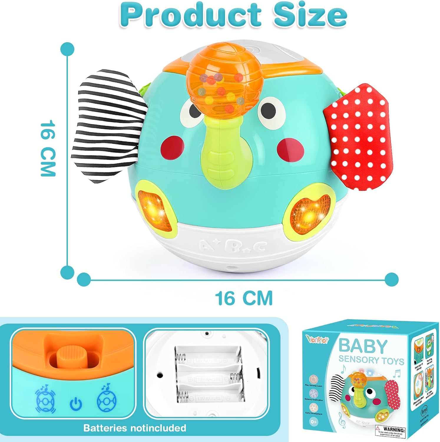 Detalle de Baby Toys 6 to 12 Months Crawling Elephant with Music and Sensory Play
