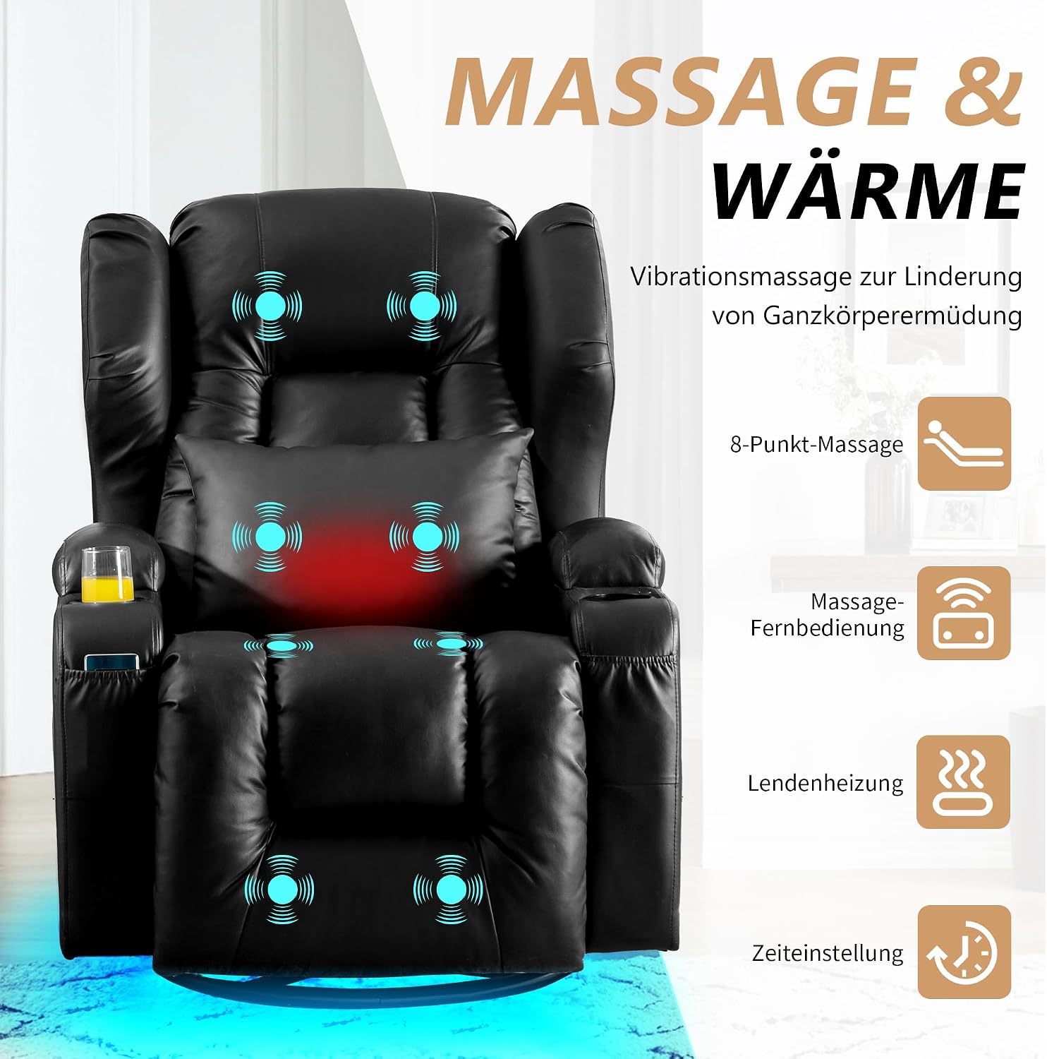 Thumbnail 6 de SITURAY 2 Motoren Elektrischer Verstellbar Relaxsessel mit Liegefunktion – TV Sessel mit Massage, Wärme und LED-Beleuchtung
