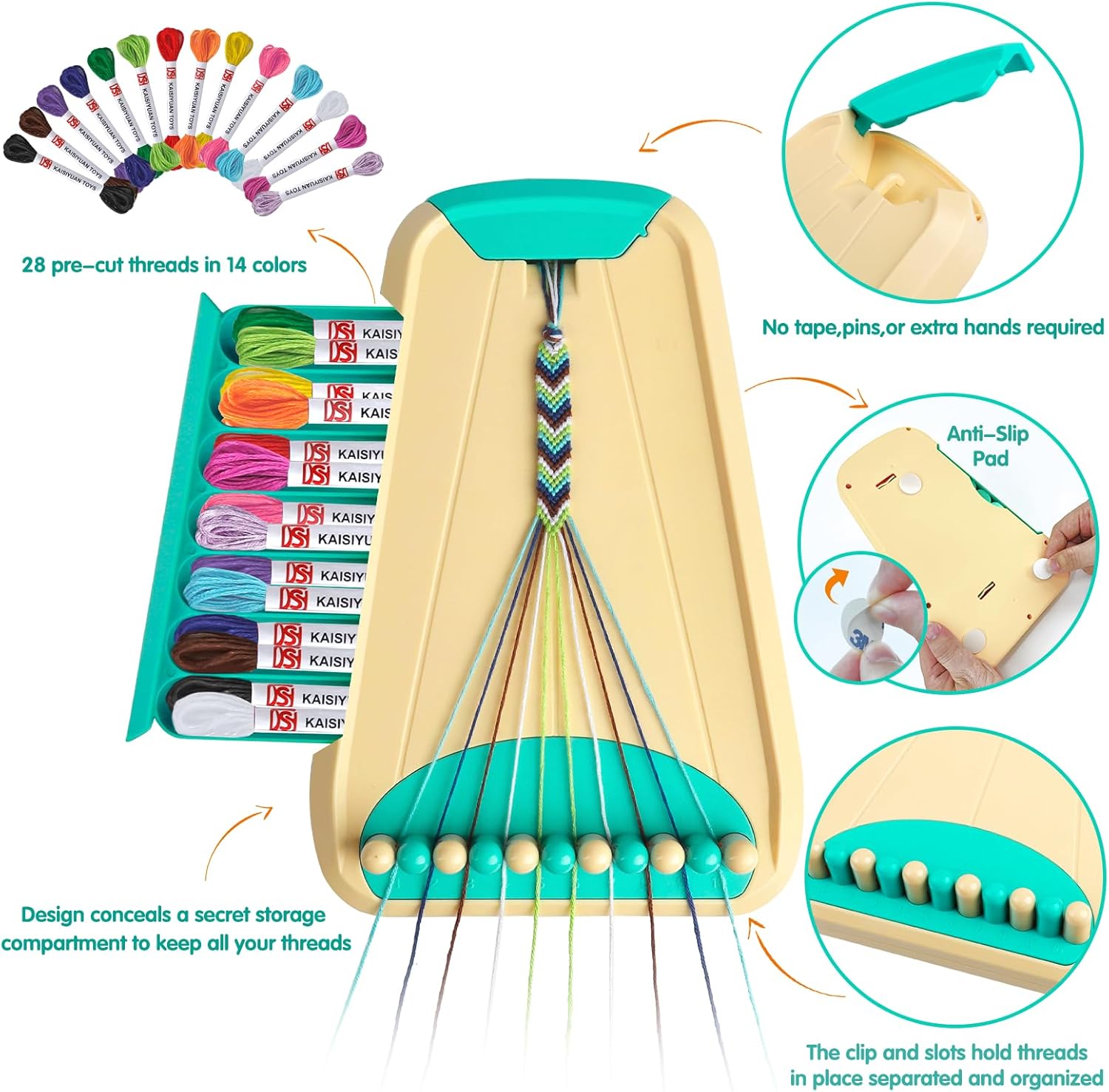 Thumbnail 3 de Friendship Bracelet Making Kit for Girls Ages 8-12 (28 Pre-Cut Threads & Letter Beads)
