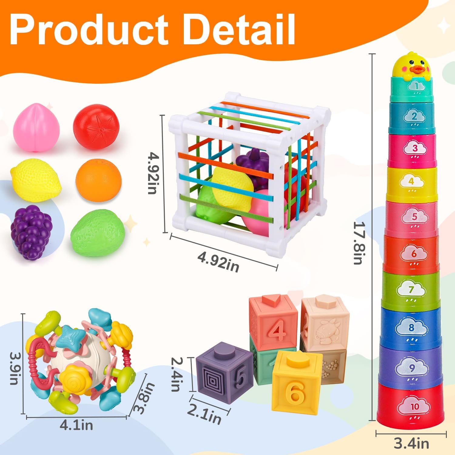 Detalle 2 de Montessori Sensory Stacking Cups 6-12-18