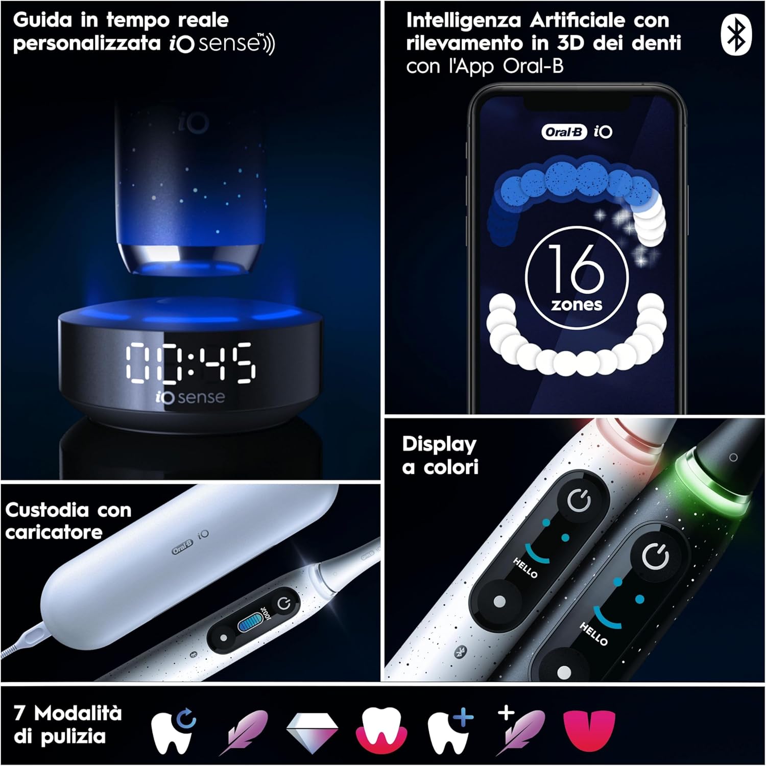 Detalle de Oral-B iO10 Black: spazzolino elettrico ricaricabile con testina Ultimate Clean e kit completo
