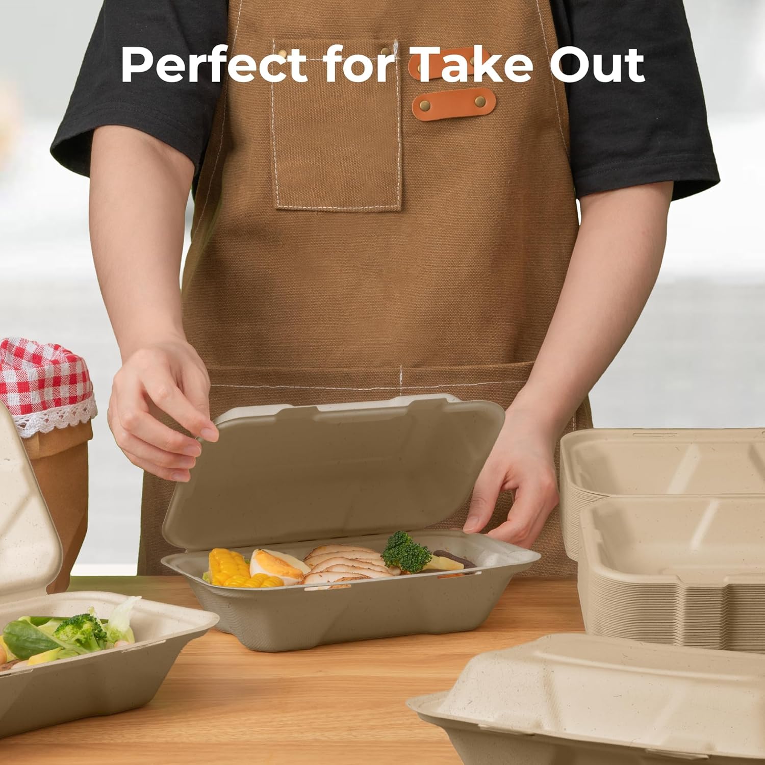 Thumbnail 3 de Fit Meal Prep 100 Pack 9x6 Compostable To Go Food Containers