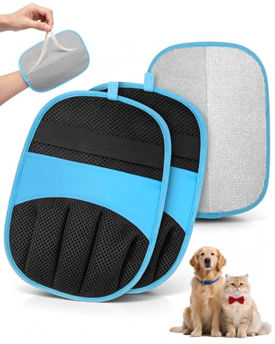 Detalle de Lot de 2 Gants Anti Poils Animaux, Solution pratique pour chats et chiens (Bleu) – RZPTL