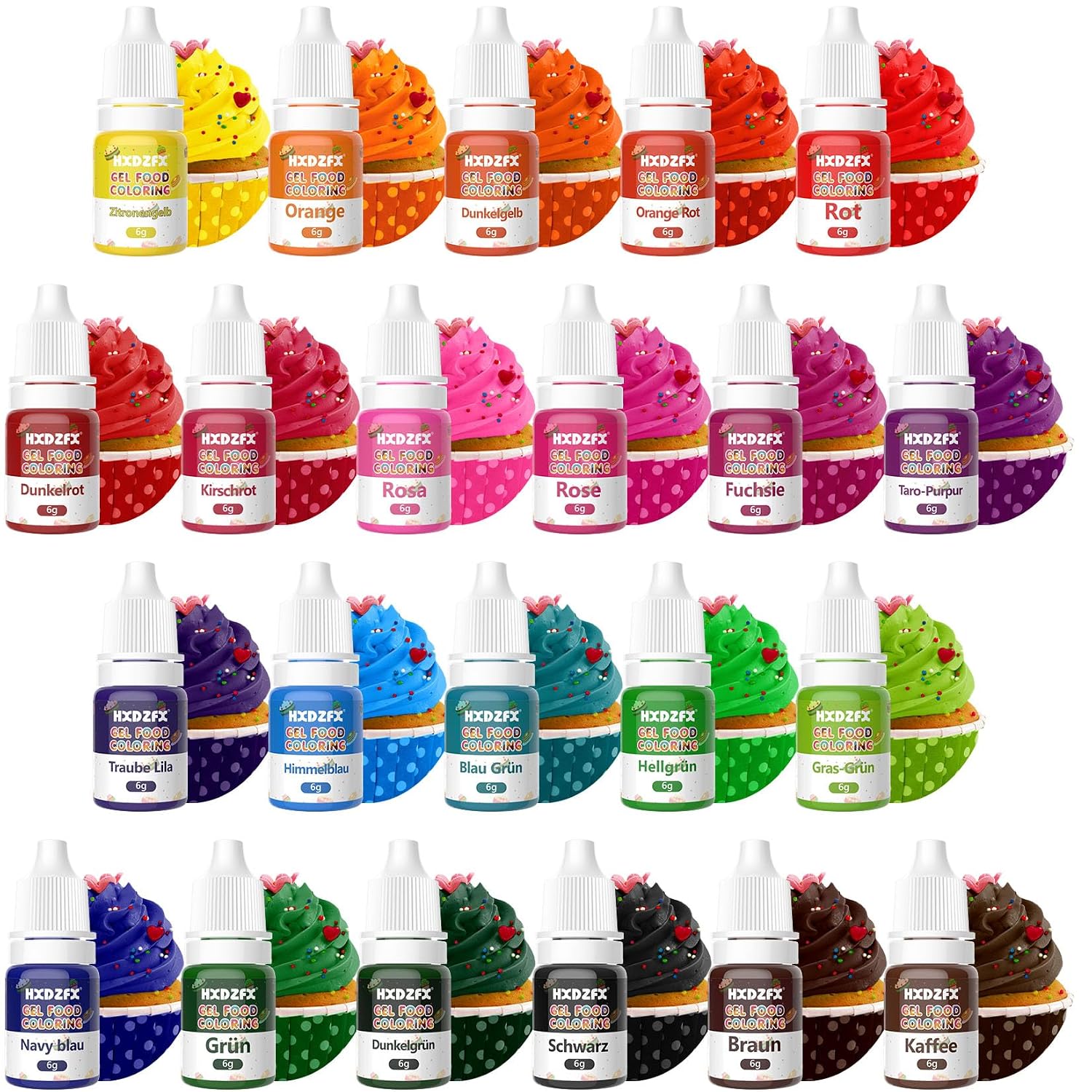 Detalle 2 de HXDZFX 22 Farben Gel Lebensmittelfarbe 6ml đš