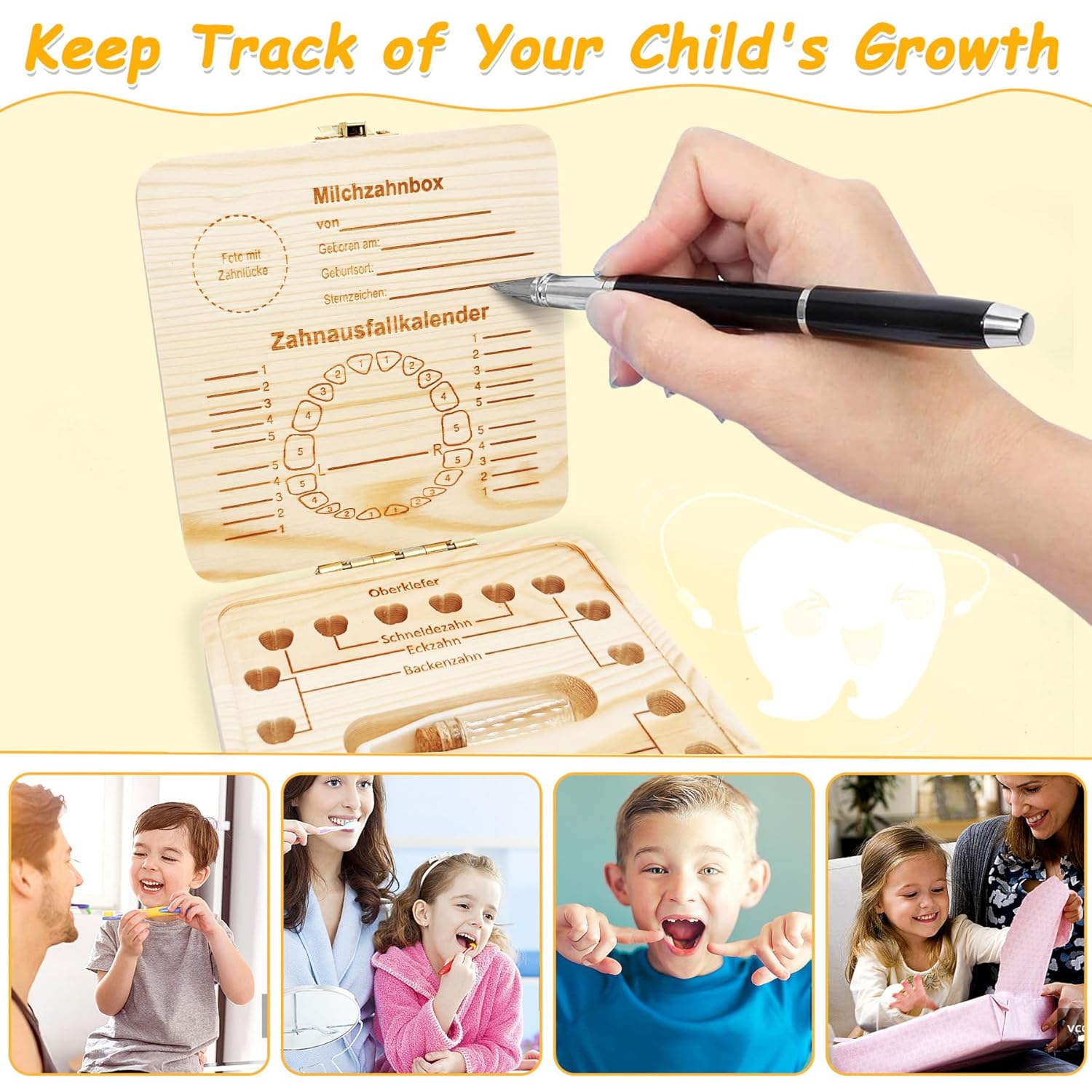 Thumbnail 5 de Shengruili Zahnbox aus Holz für Milchzähne – Aufbewahrungsbox für Baby-Zähne