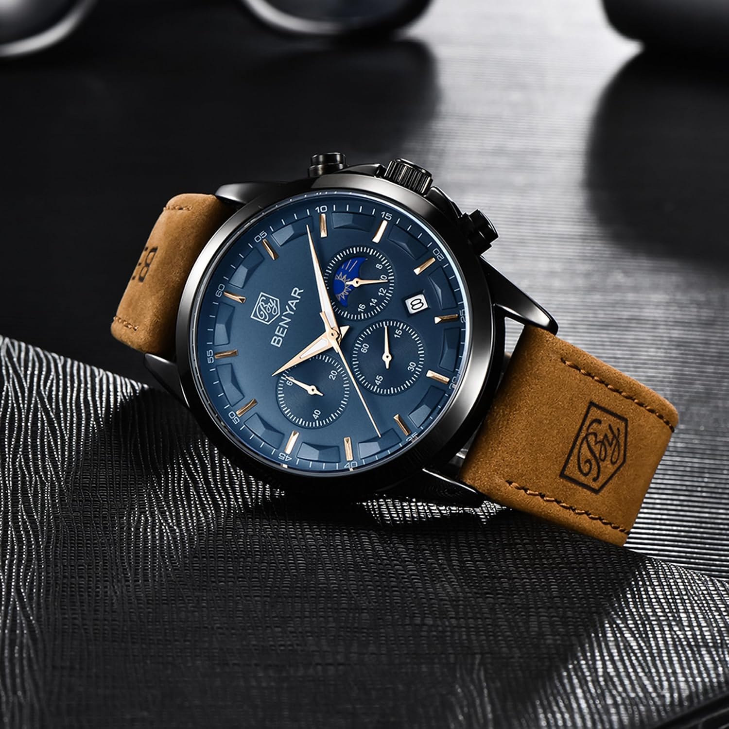 Detalle de BENYAR by Montre Homme Chronographe Étanche Grand Cadran Quartz