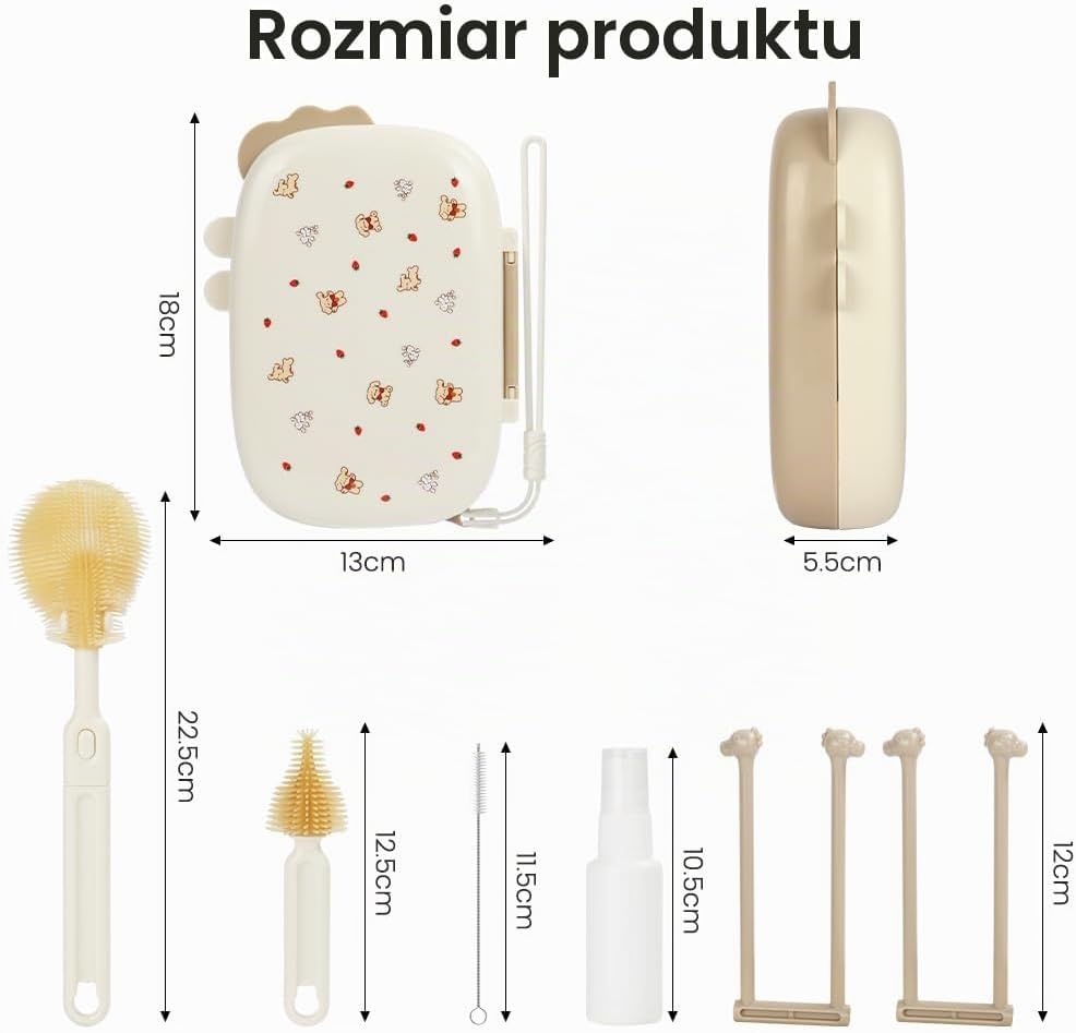 Detalle de Vicloon zestaw szczotek do butelek 6 w 1 z etui i stojakiem do suszenia