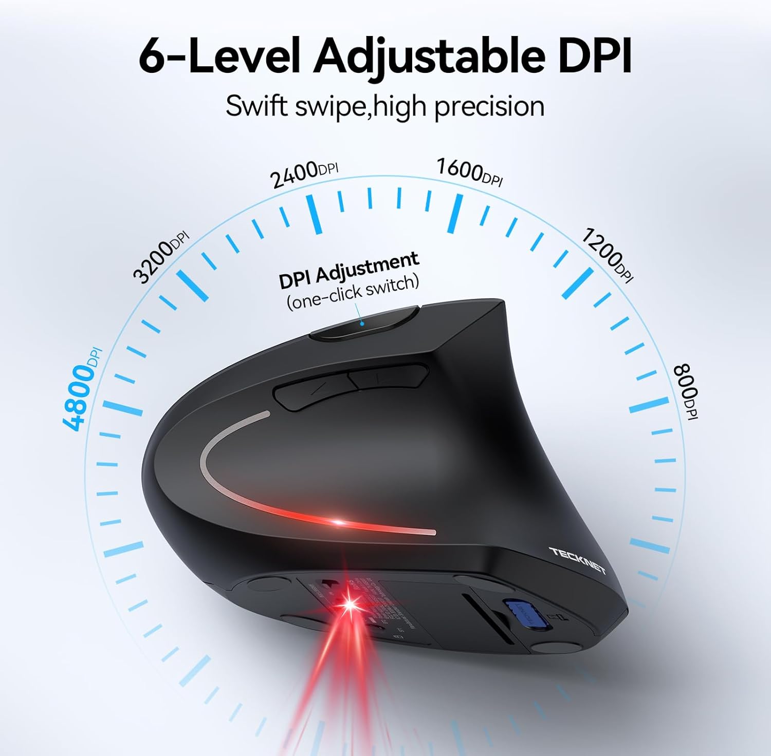 Detalle 2 de TECKNET Ergonomic Vertical Mouse 4800 DPI ๐ฑ