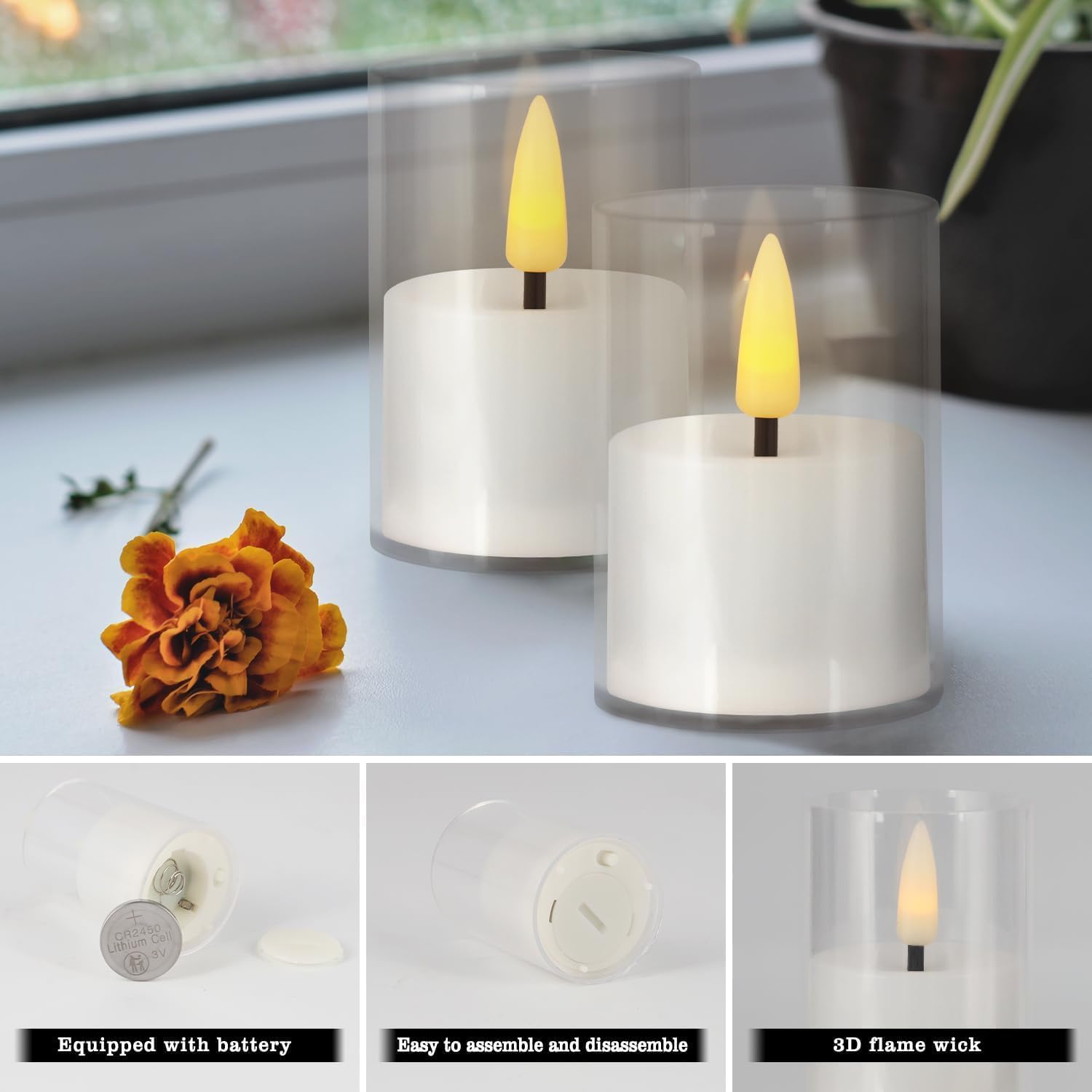 Thumbnail 4 de TLNFHRPI RTY1023 Flameless LED Candles, 12-Pack in Ivory with Timer and Remote