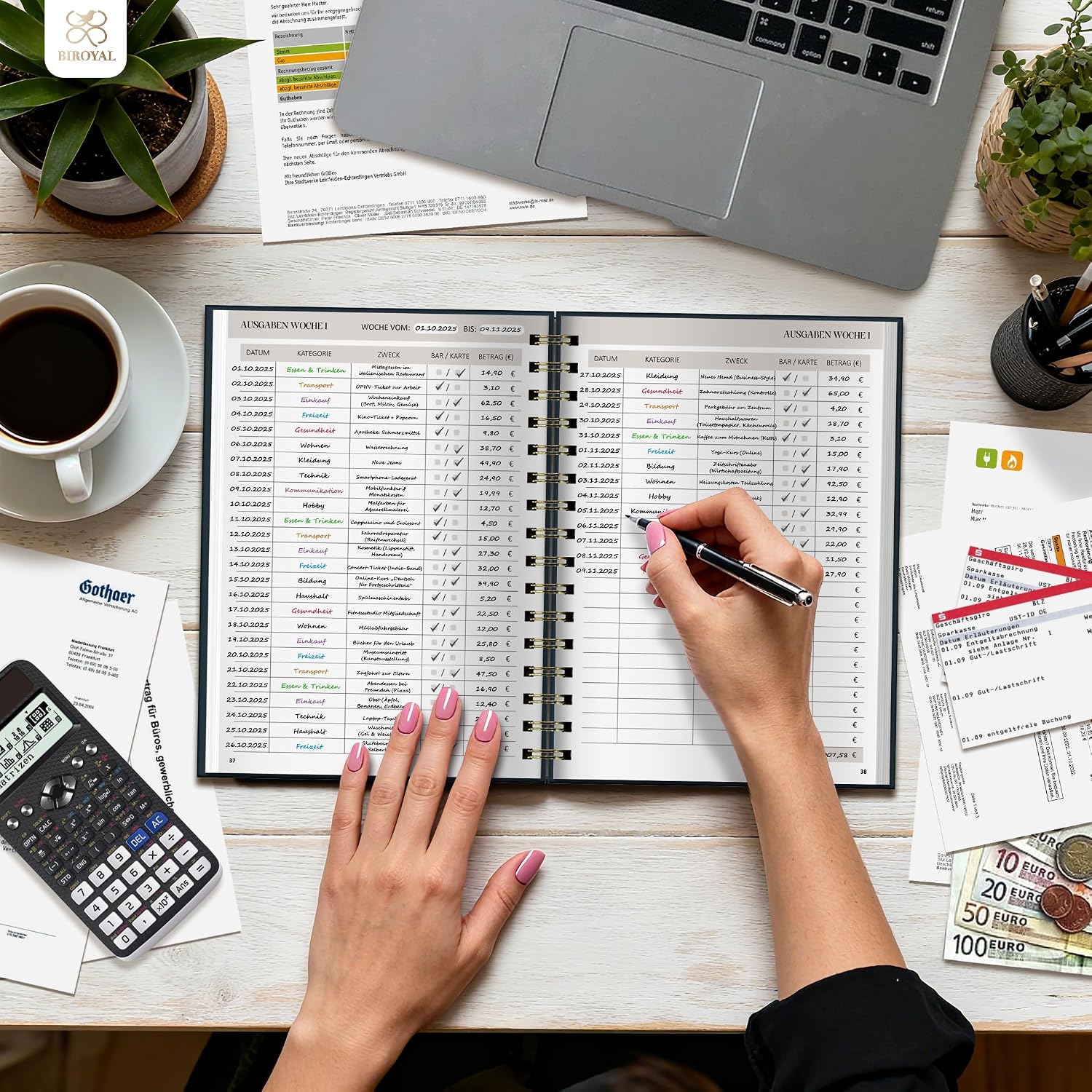 Thumbnail 5 de BIROYAL 12 Monate Budget Planner 2026 đź“’