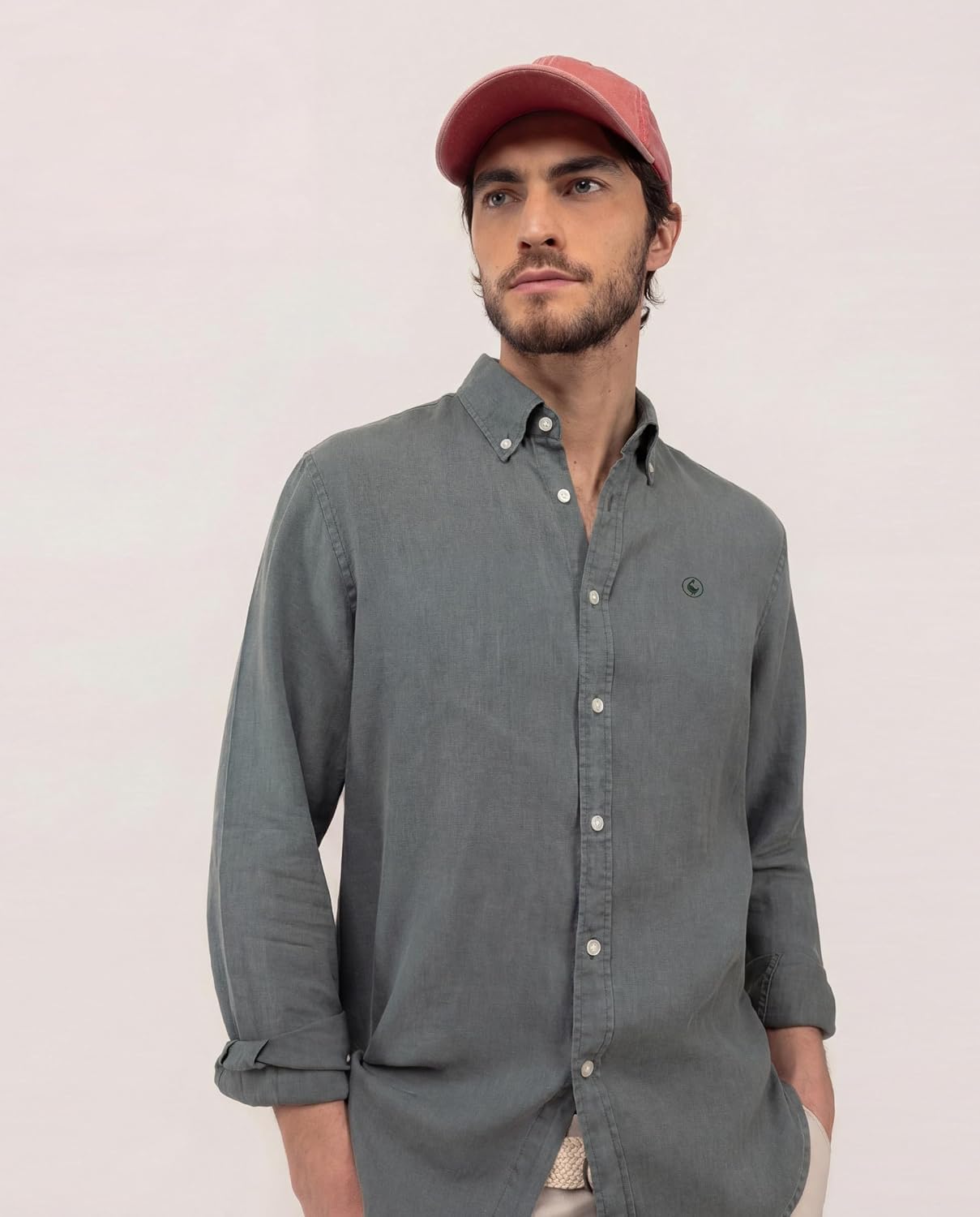 Thumbnail 5 de El Ganso Camisa Lino Garment Dyed Button Down Verde Oscuro