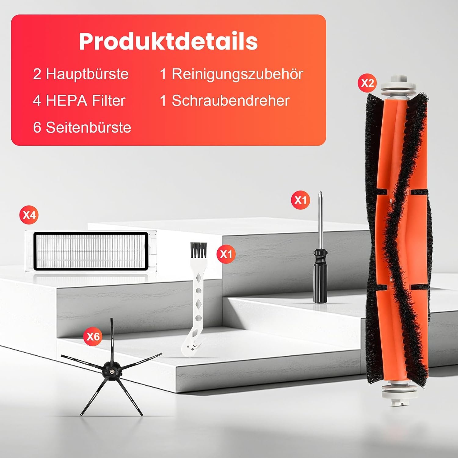 Detalle de 14-teilige Zubehörset für Xiaomi Roborock S6 / S5 Max / S5 / S6 Pure / S6 Maxv / S60 / S65 Saugroboter