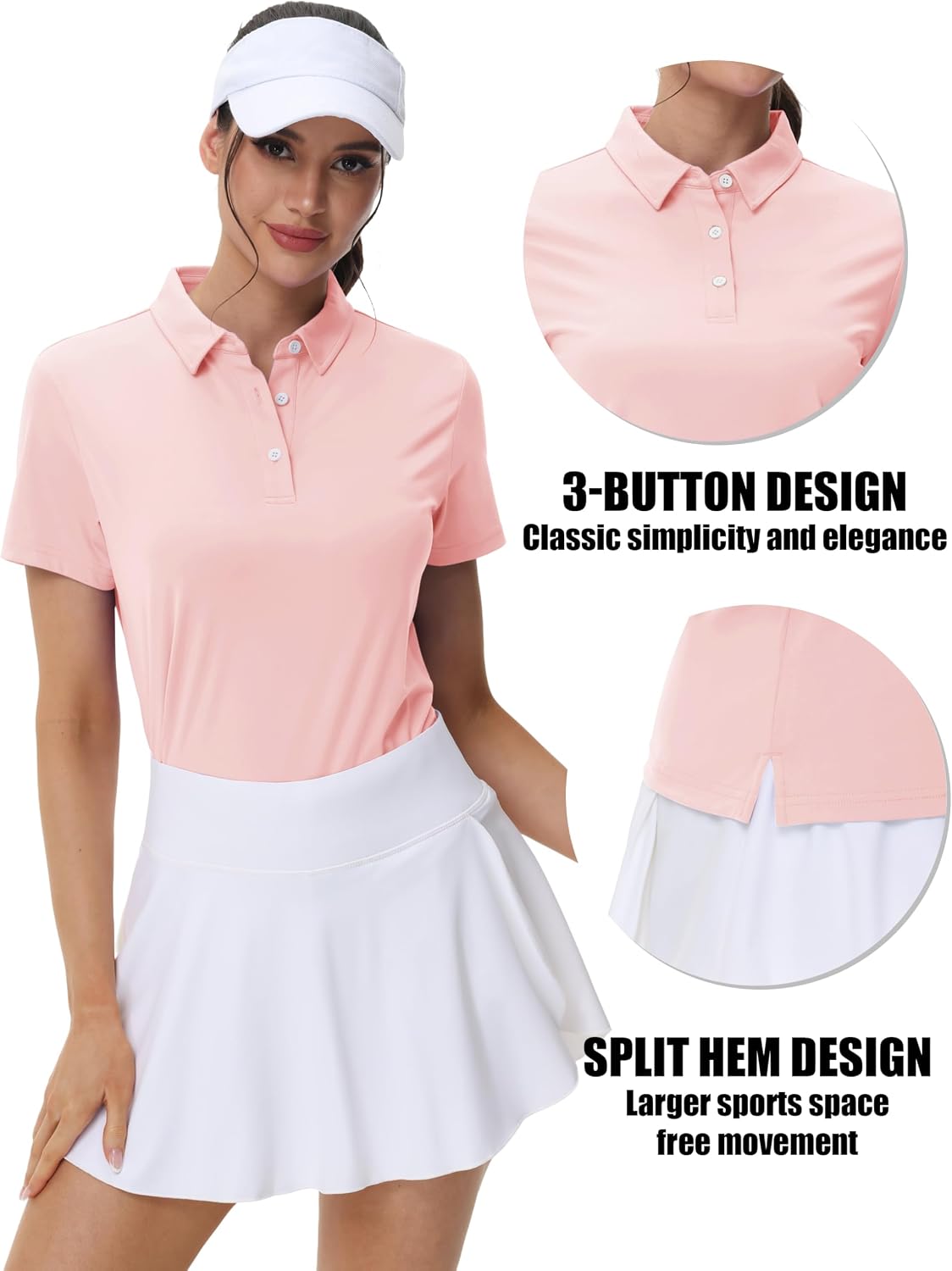 Detalle de MAGCOMSEN Women's Polos Golf Shirts Short Sleeve UPF 50+ Collared Shirt Quick Dry Tennis Work Athletic Tops