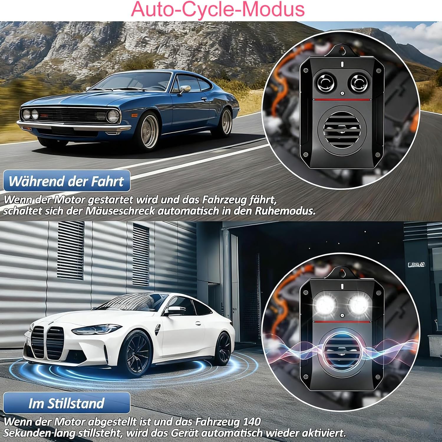 Detalle de Elezenioc repellente per martore a ultrasuoni per auto con flash LED e sensore