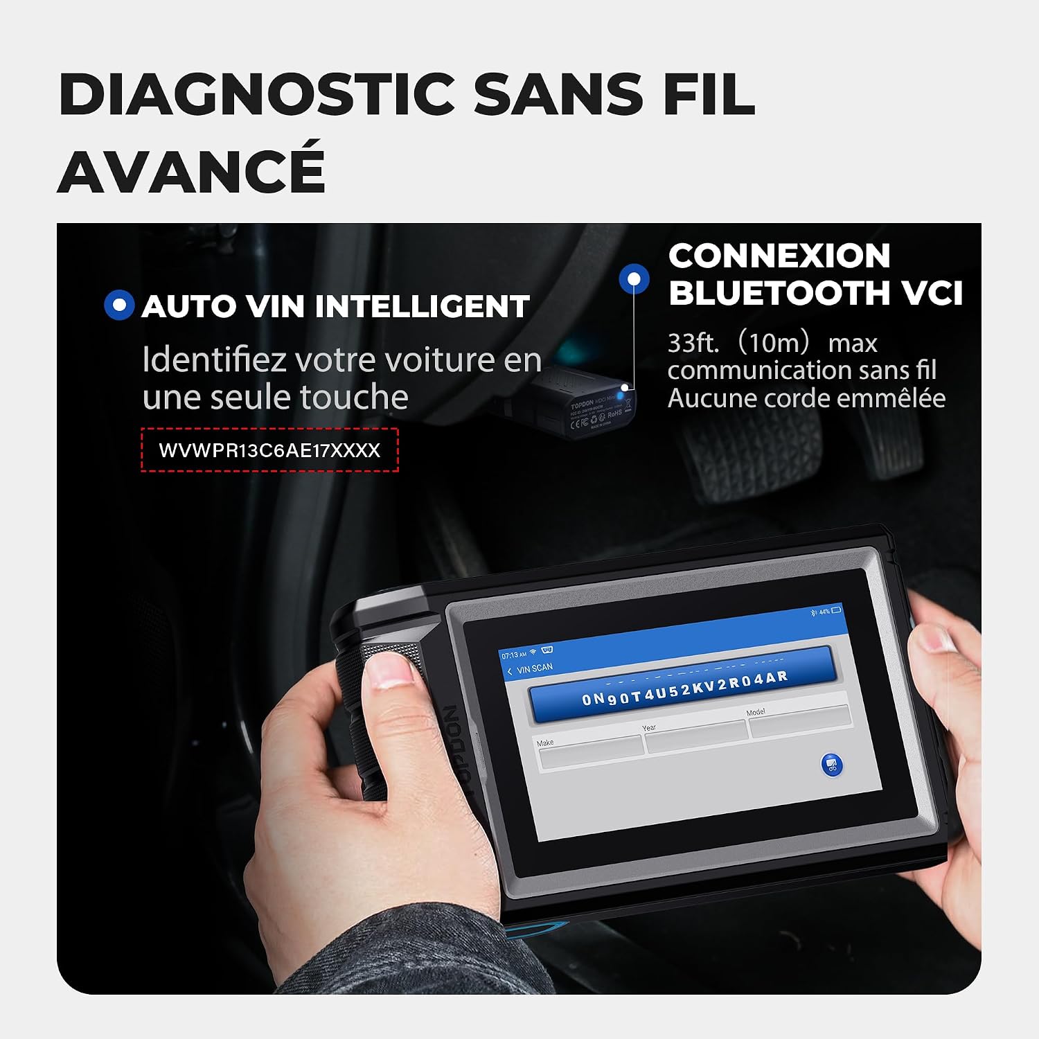 Detalle de TOPDON ArtiDiag800 BT 2 – Outil de Diagnostic sans Fil OBD2 avec 28 Services et Contrôle Bidirectionnel