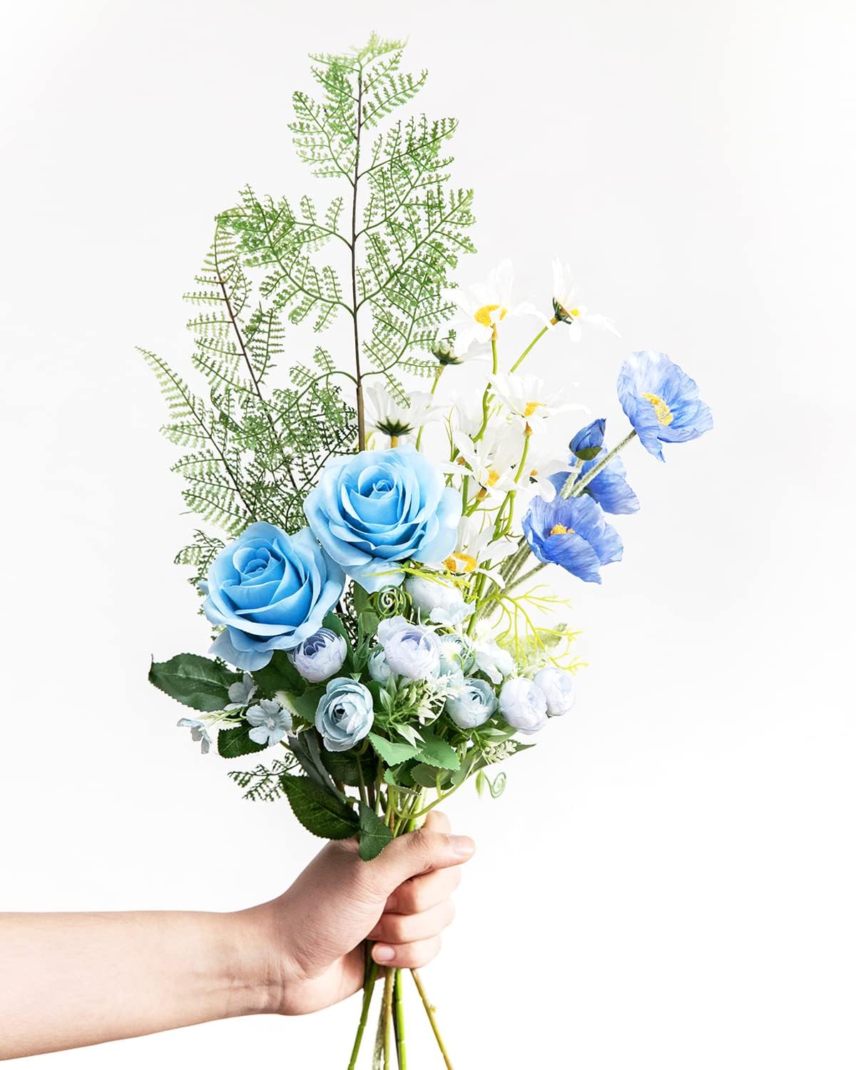 Thumbnail 5 de DuHouse 10-Piece Artificial Roses with Single Long Stems (Sky Blue) for Wedding Bouquets & Table Centres
