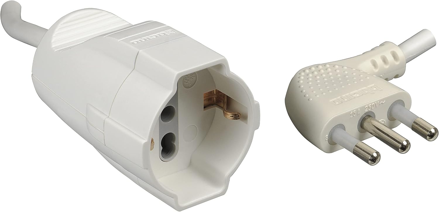 Detalle 2 de BTicino 2528/40 Prolunga Elettrica Domestica 5 m con Spina 16A e Presa Schuko Bianco