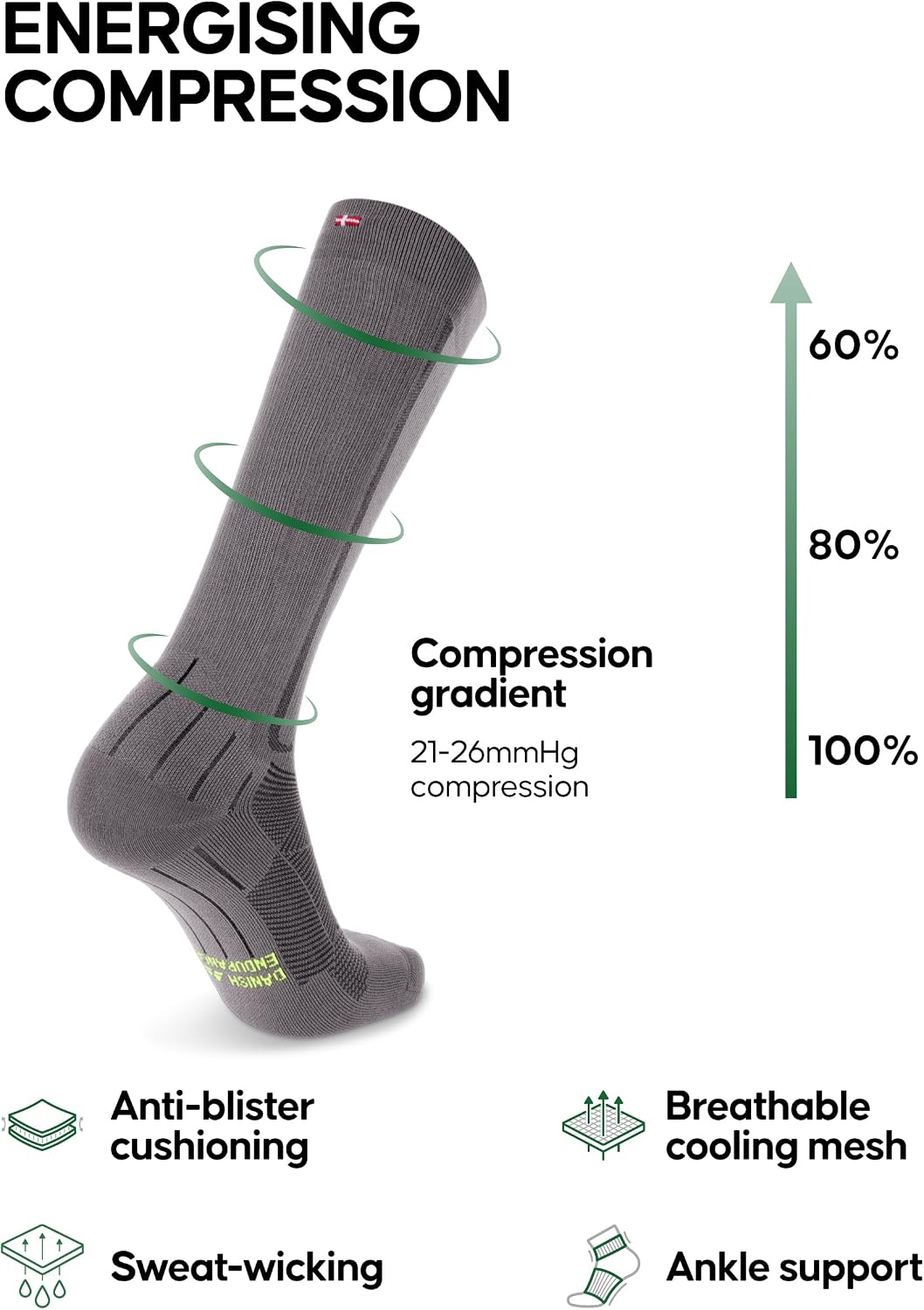 Detalle 2 de DANISH ENDURANCE Compression Socks 21-26 mmHg