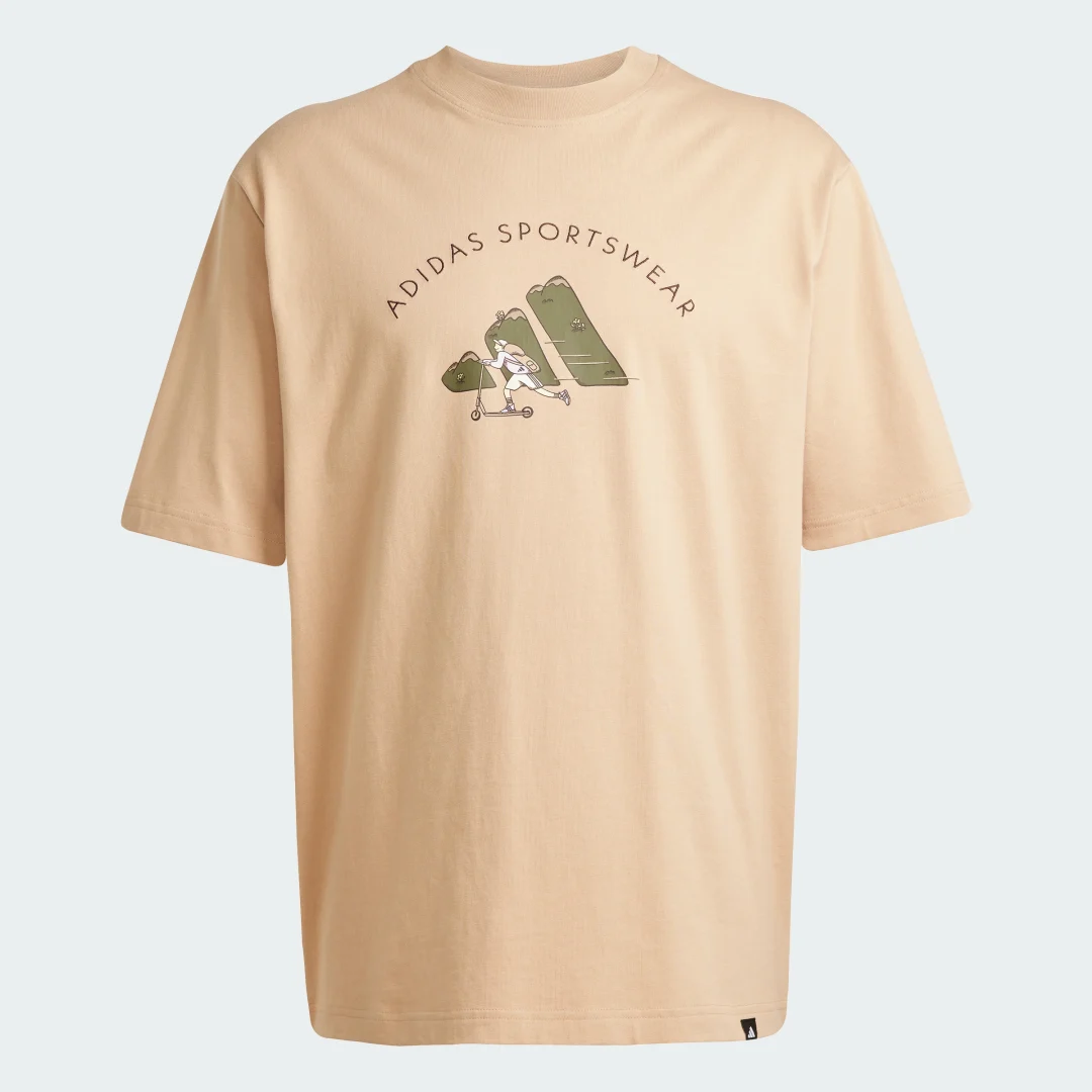 Detalle 2 de Codes Doodle Scooter Graphic Tee de Adidas (marrón) – guía de compra