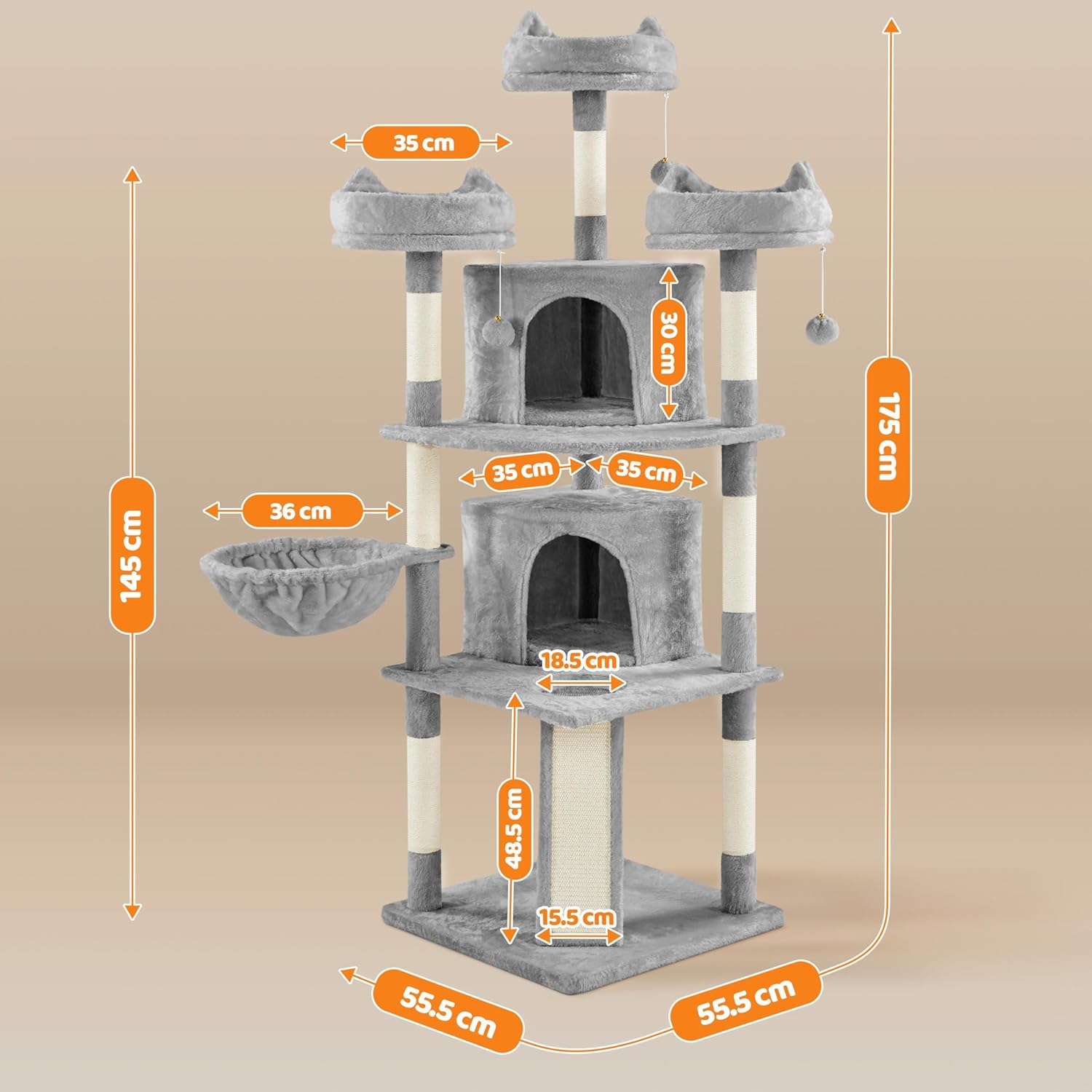 Detalle de Yaheetech 175cm cat tree with sisal