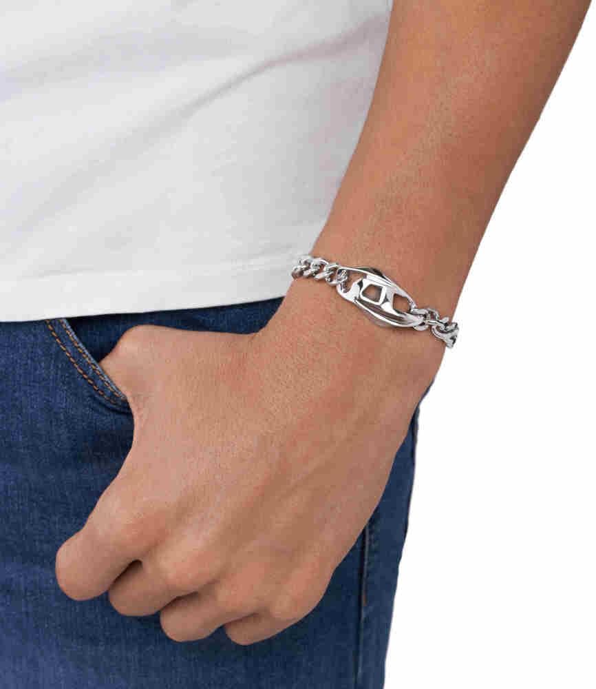 Thumbnail 1 de Bracelet Diesel pour homme en acier inoxydable argenté à fermoir mousqueton