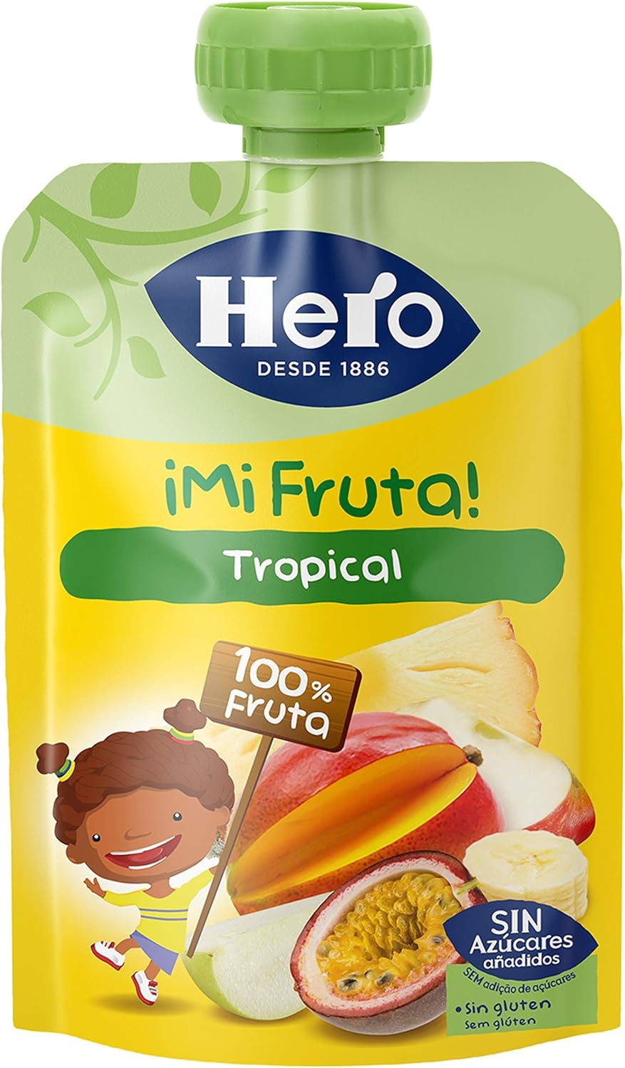 Detalle 2 de Hero Bolsitas de Frutas Tropicales 🥭 Sin Azúcares ni Conservantes, 18x100g