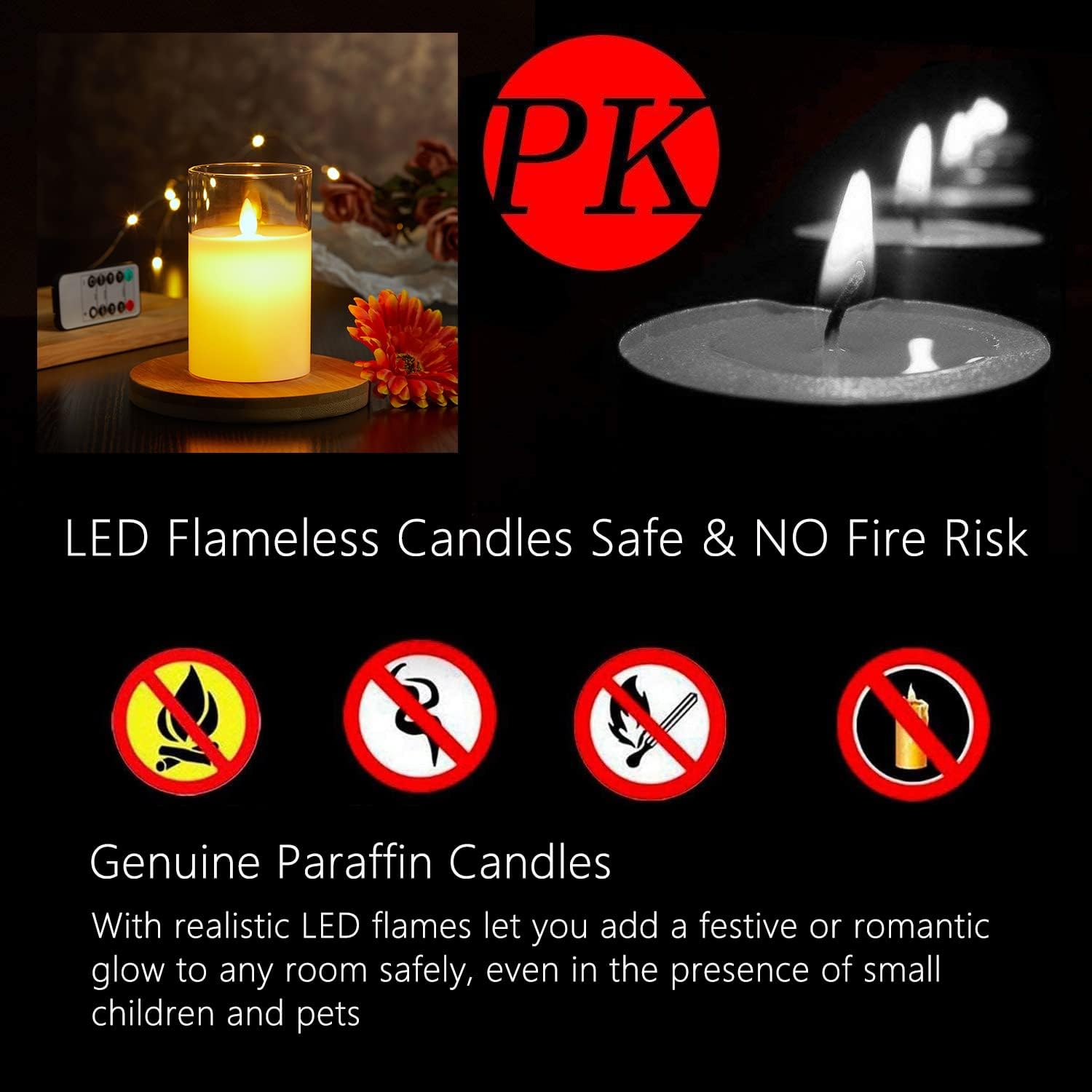 Thumbnail 2 de Candele LED Flickering Flameless con Telecomando a 10 Tasti, 15 cm, Bianco – Vetro e Paraffina Sicure