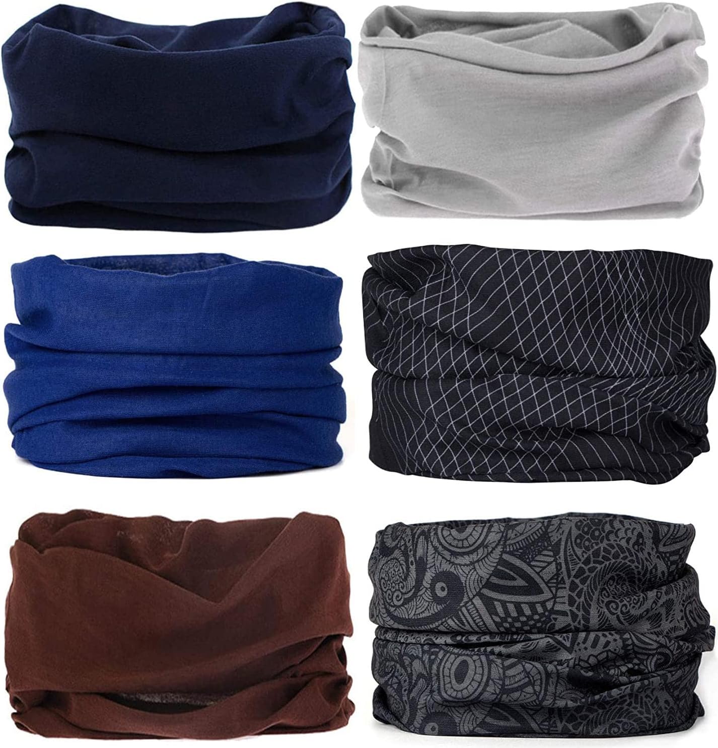 6er-Set nahtlose Multifunktions-Bandanas (Mikrofaser-Polyester) – elastische Schlauchschals für Yoga, Laufen & mehr