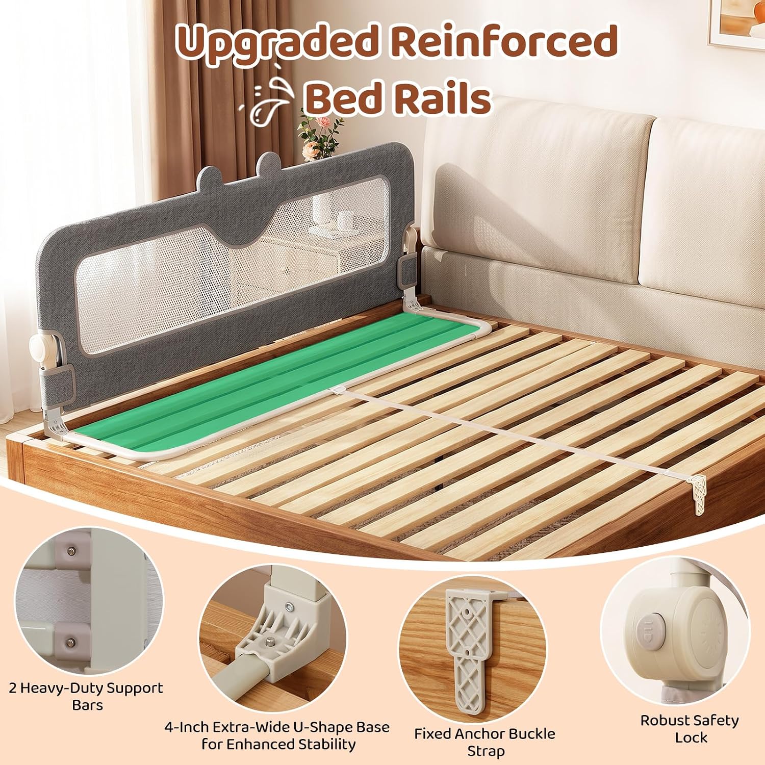 Detalle 2 de Toddler Bed Rail, 59-Inch Foldable Design