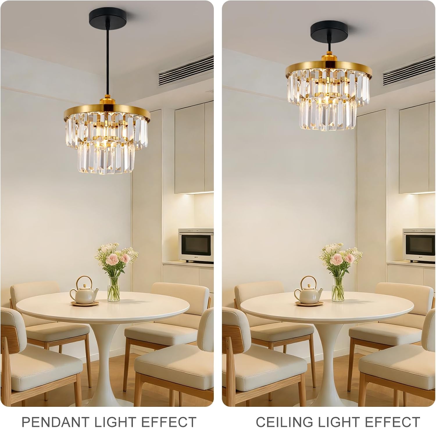 Detalle de HARPER LIVING Easy Fit Pendant Shade, Brass Finish — 25cm Glass Ceiling Light Shade