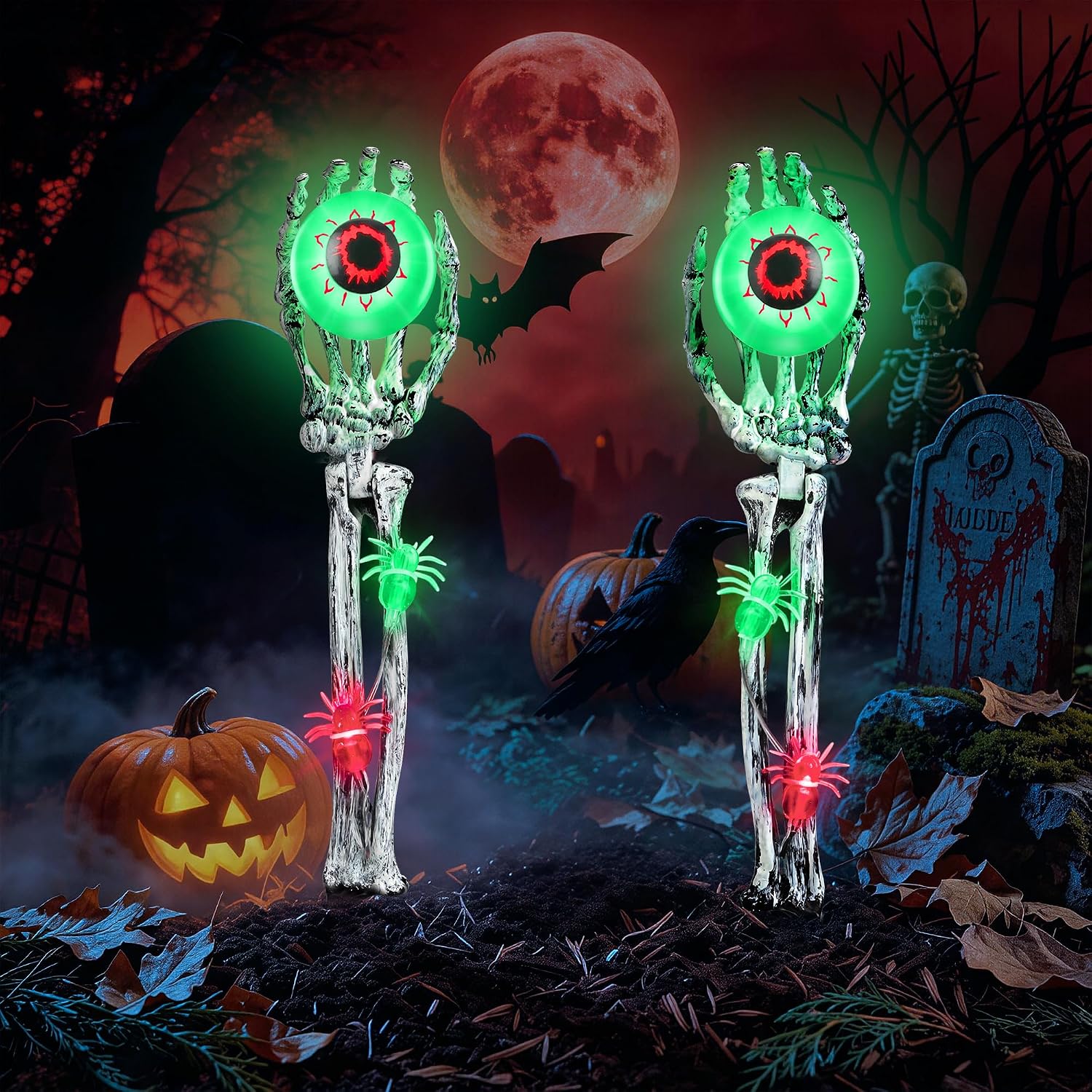 Detalle de Halloween Skeleton Hand Stake Lights, 2-Pack
