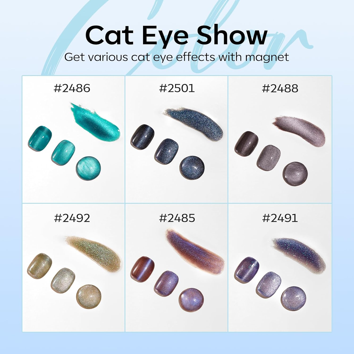 Detalle de Modelones Cat Eye Gel Nail Polish Set, 6 Colors
