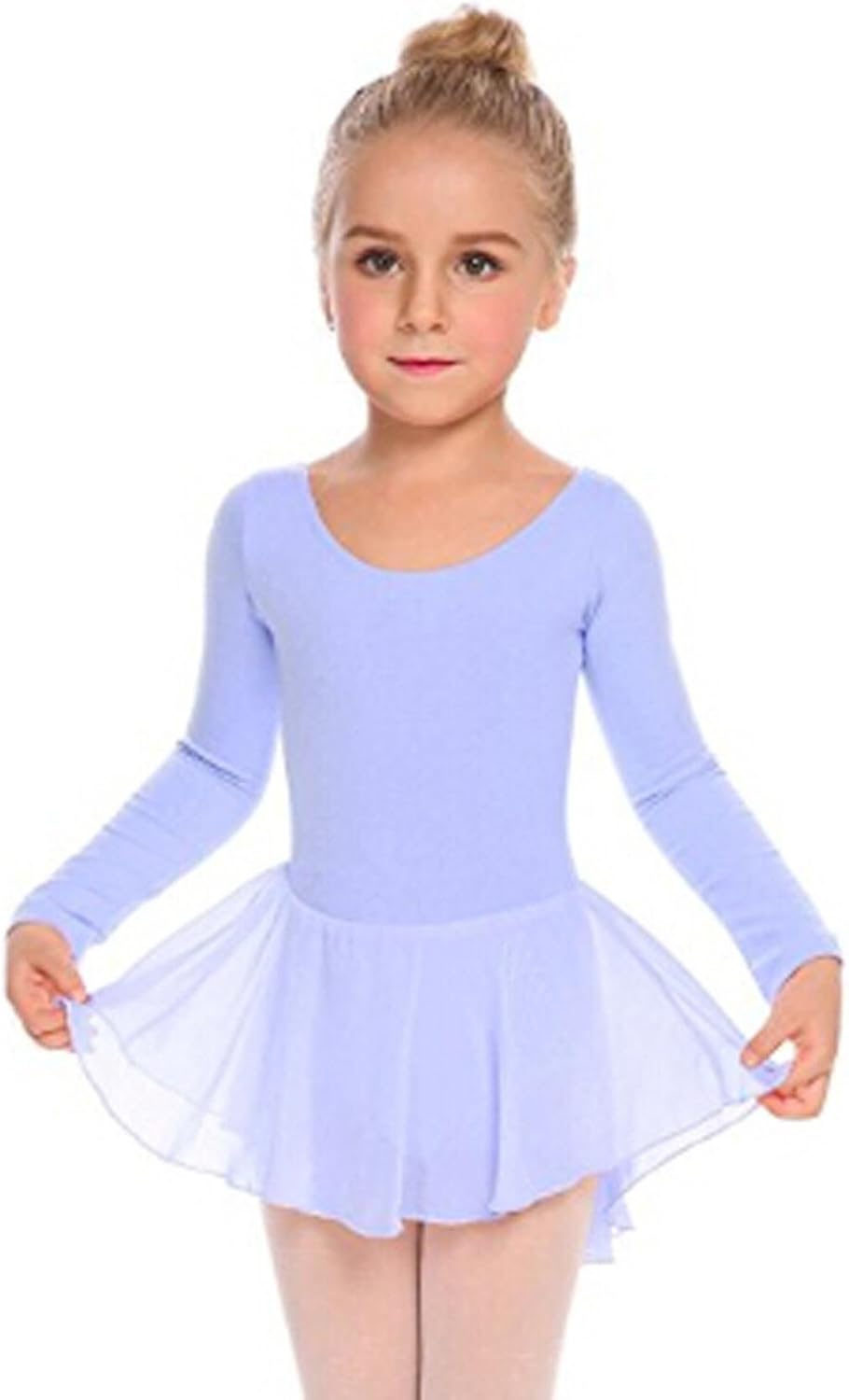 Detalle 2 de Beyove Justaucorps de danse avec jupe tutu en coton pour fille, manches longues