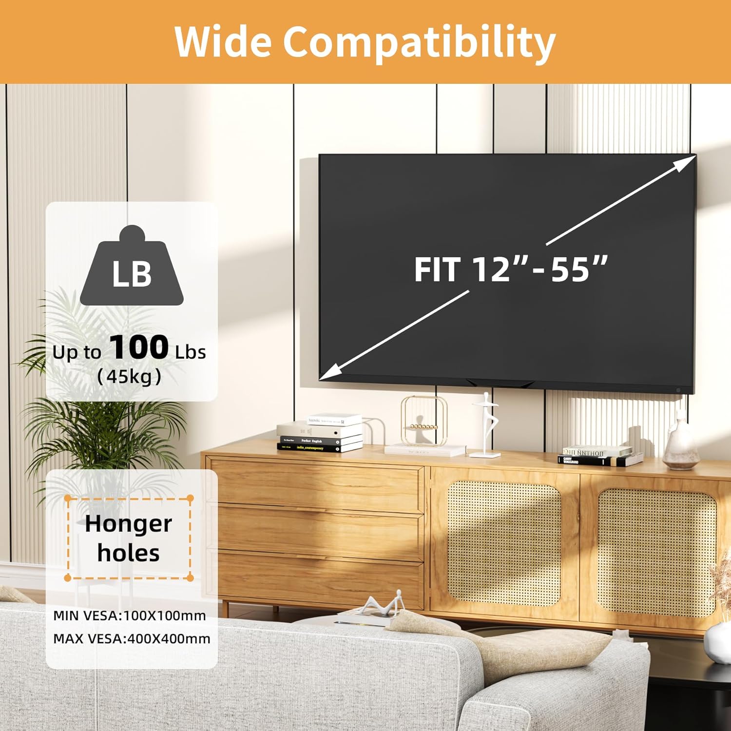 Thumbnail 1 de KAMIWI Studless TV Wall Mount for 12-55 Inch TVs