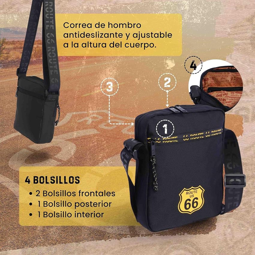 Detalle 1 de ROUTE 66 Bolso bandolera para hombre, uso diario