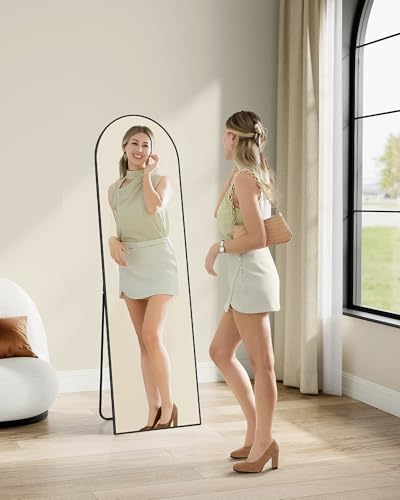 Detalle 2 de SONGMICS Specchio a Figura Intera 160 x 50 cm con Zoccolo Arco in Alluminio – Nero Inchiostro, LFM031B01