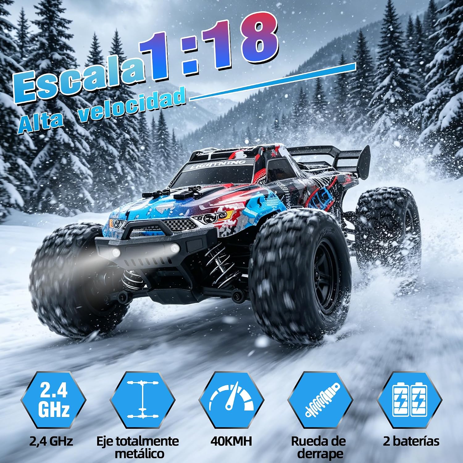 Thumbnail 1 de JOYTREKY Ferngesteuertes Auto 1:18 4WD – Blau, Hochgeschwindigkeit, Offroad