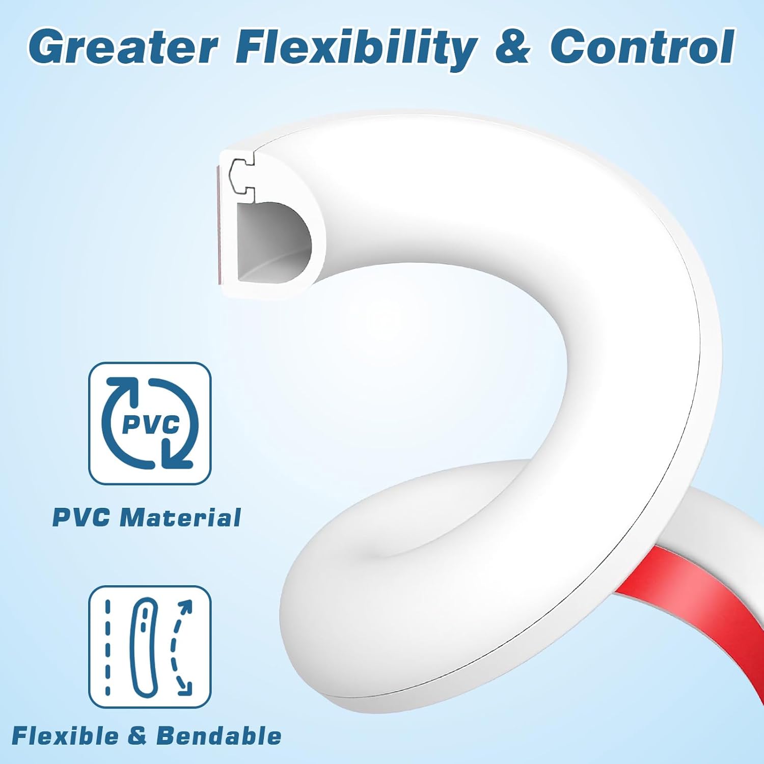 Thumbnail 2 de Mini Kabelkanal 3 Meter – Weicher PVC Kabelkanal mit Klebeband, 15 mm × 10 mm
