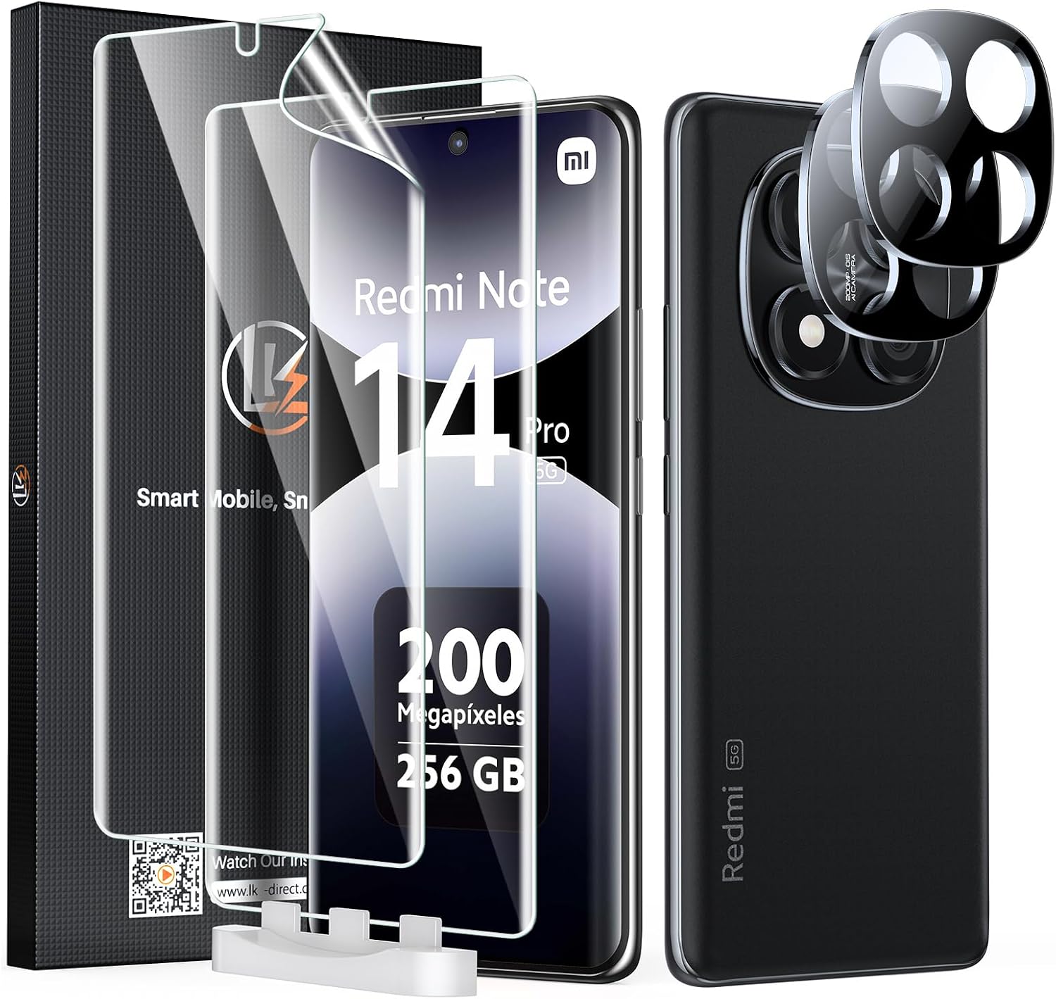 Detalle de LK TPU Schutzfolie für Xiaomi Redmi Note 14 Pro 5G – 2x Panzerfolie + 2x Kameraschutzglas
