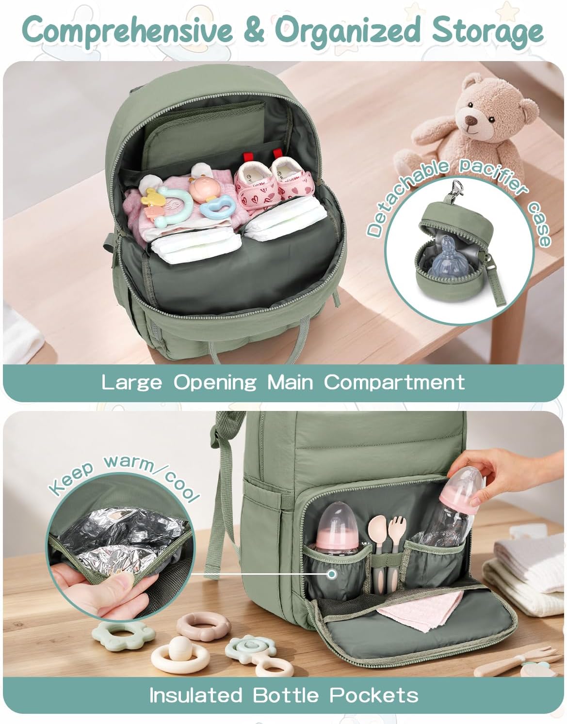 Detalle de ZOMFELT Diaper Backpack, 23-Liter Capacity