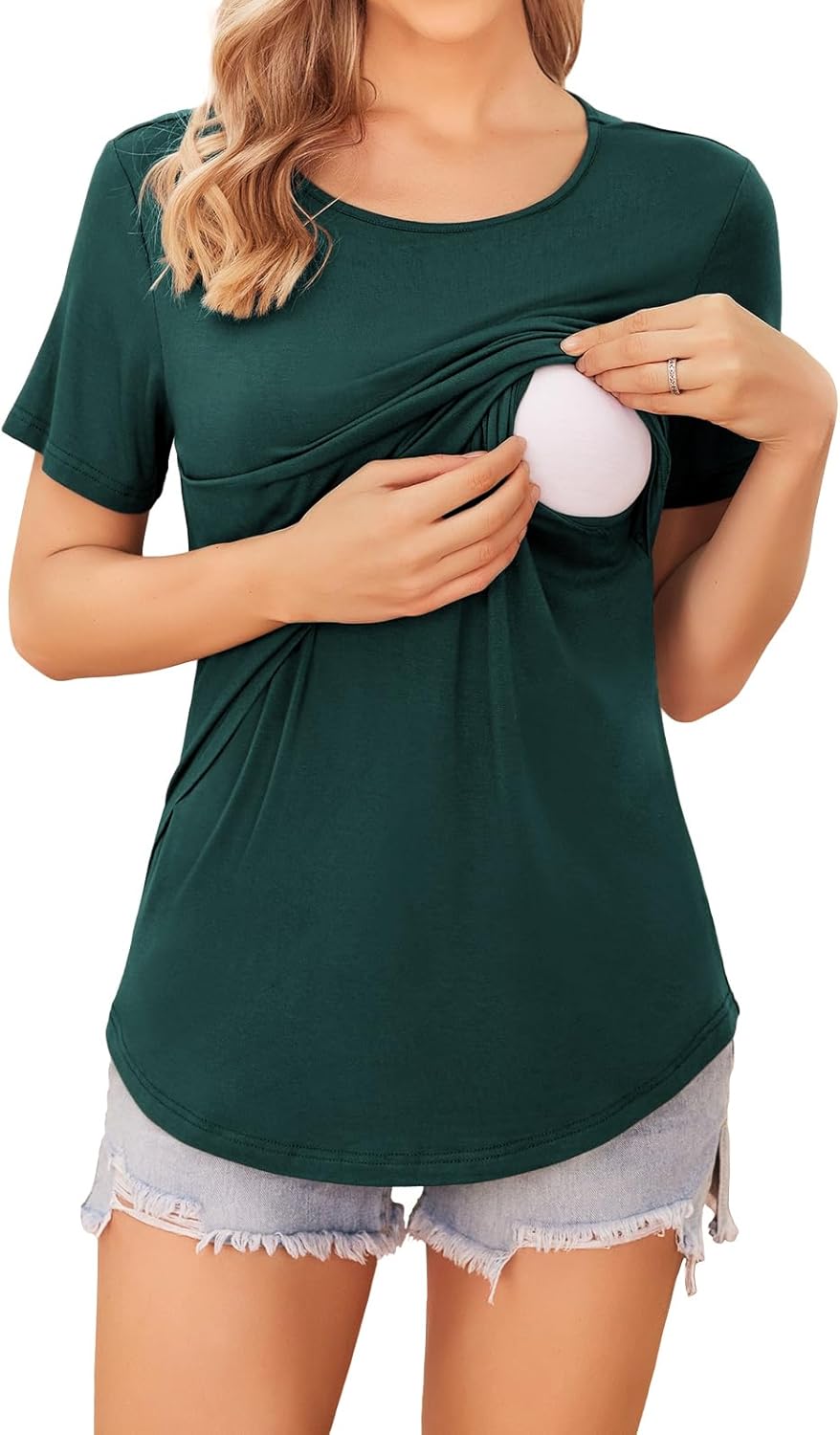 Detalle de Ekouaer Stillshirt Umstandsmode 1er/3er Pack – Weich Kurzarm Still-T-Shirts für Damen