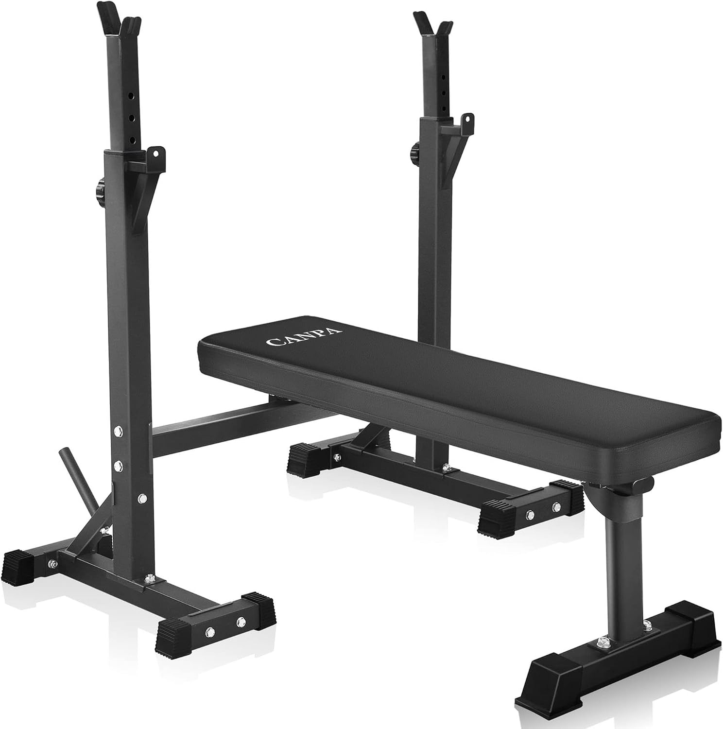 Thumbnail 6 de CANPA Olympic Weight Bench with Adjustable Squat Rack, Foldable Red Frame