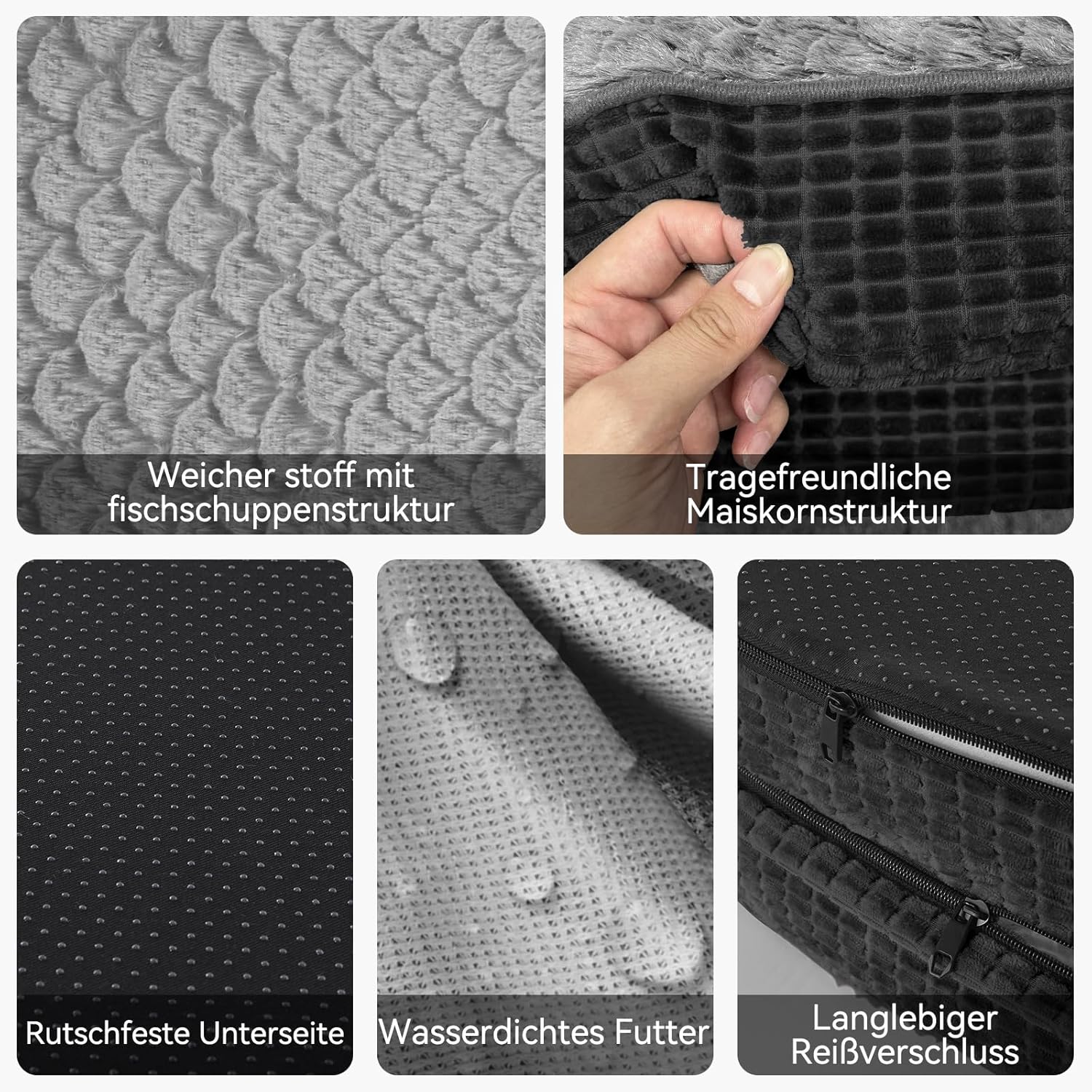 Detalle de Pawk Orthopädisches Hundebett für mittelgroße Hunde – 360° Polsterung, Memory Foam, wasserdicht und waschbar